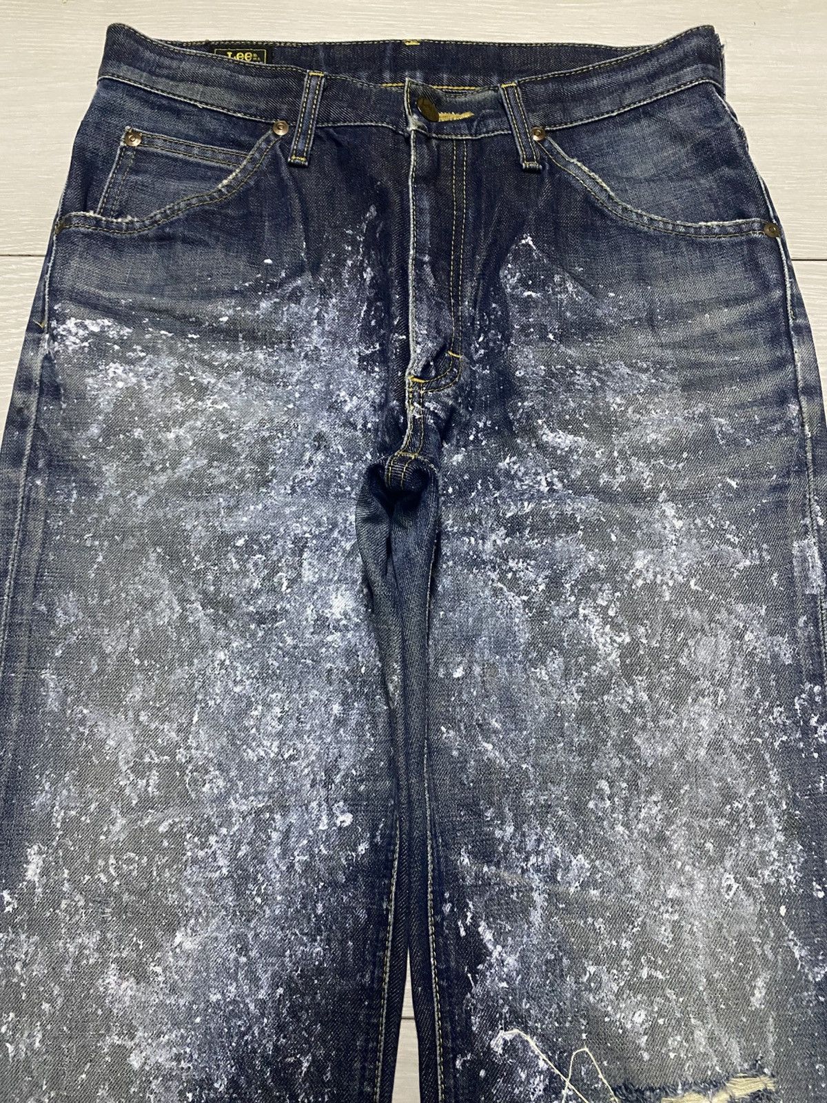 Number (N)ine Vintage Lee Riders Splatter Effect Paint Flare Repair Jeans Size US 29 - 3 Thumbnail