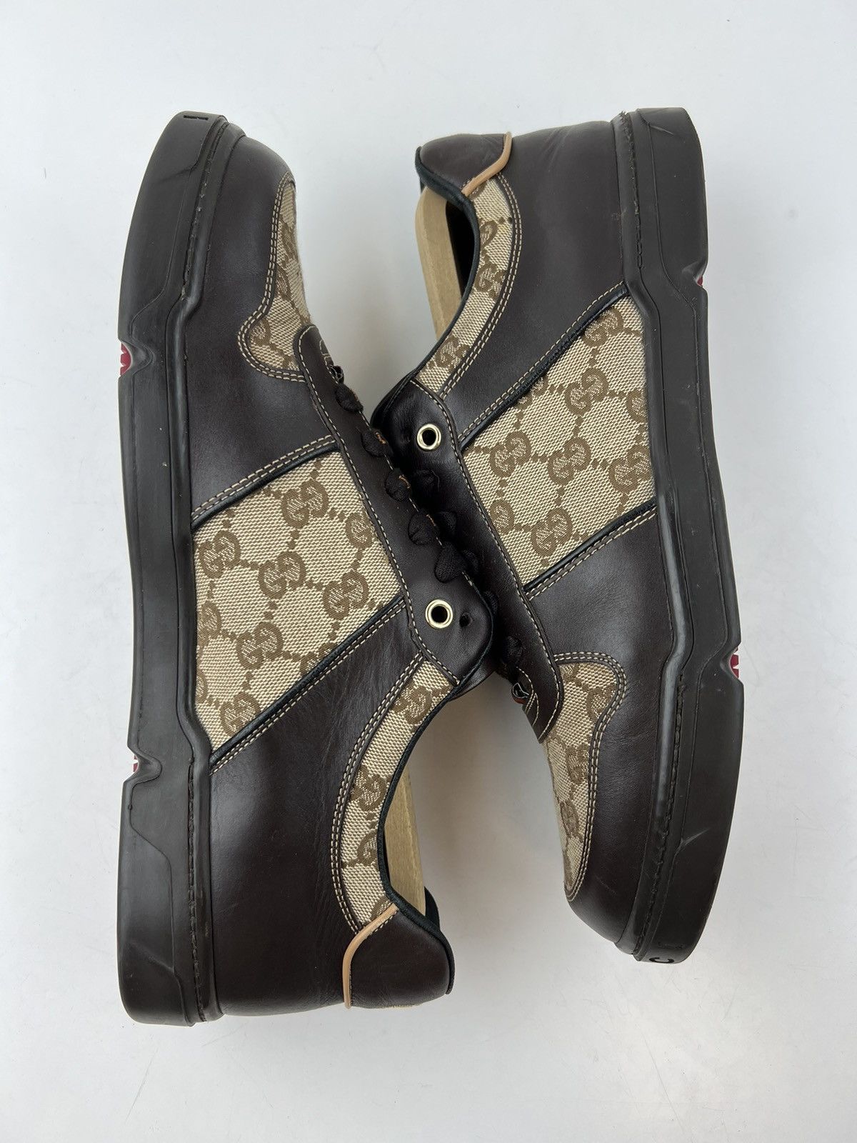 Gucci GUCCI Sneakers Leather Shoes GG Monogram Logo Brown Men’s Size US 9 / EU 42 - 12 Thumbnail