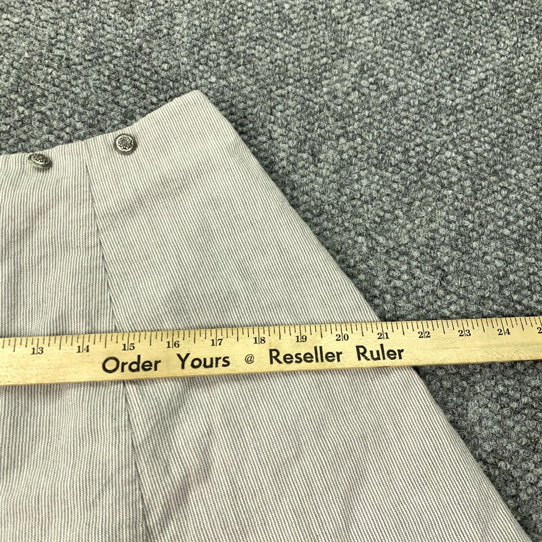 Vintage VINTAGE Rampage Skirt Womens 11 Beige Gray Pinstripe Button Front A-Line 90s Size 32" / US 10 / IT 46 - 5 Thumbnail