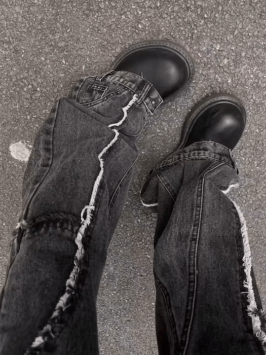 Japanese Brand × Jean Washed vintage raw edge baggy micro flare jeans Size US 34 / EU 50 - 5 Thumbnail