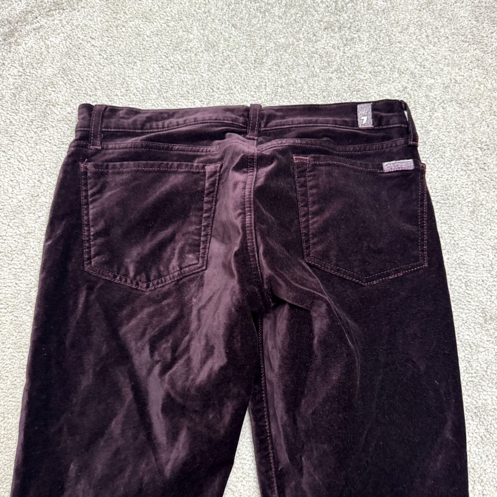 7 For All Mankind 7 For All Mankind Skinny Pants Women 29 Purple Mid Rise Velvet Stretch 30x30 Size 29" - 5 Thumbnail