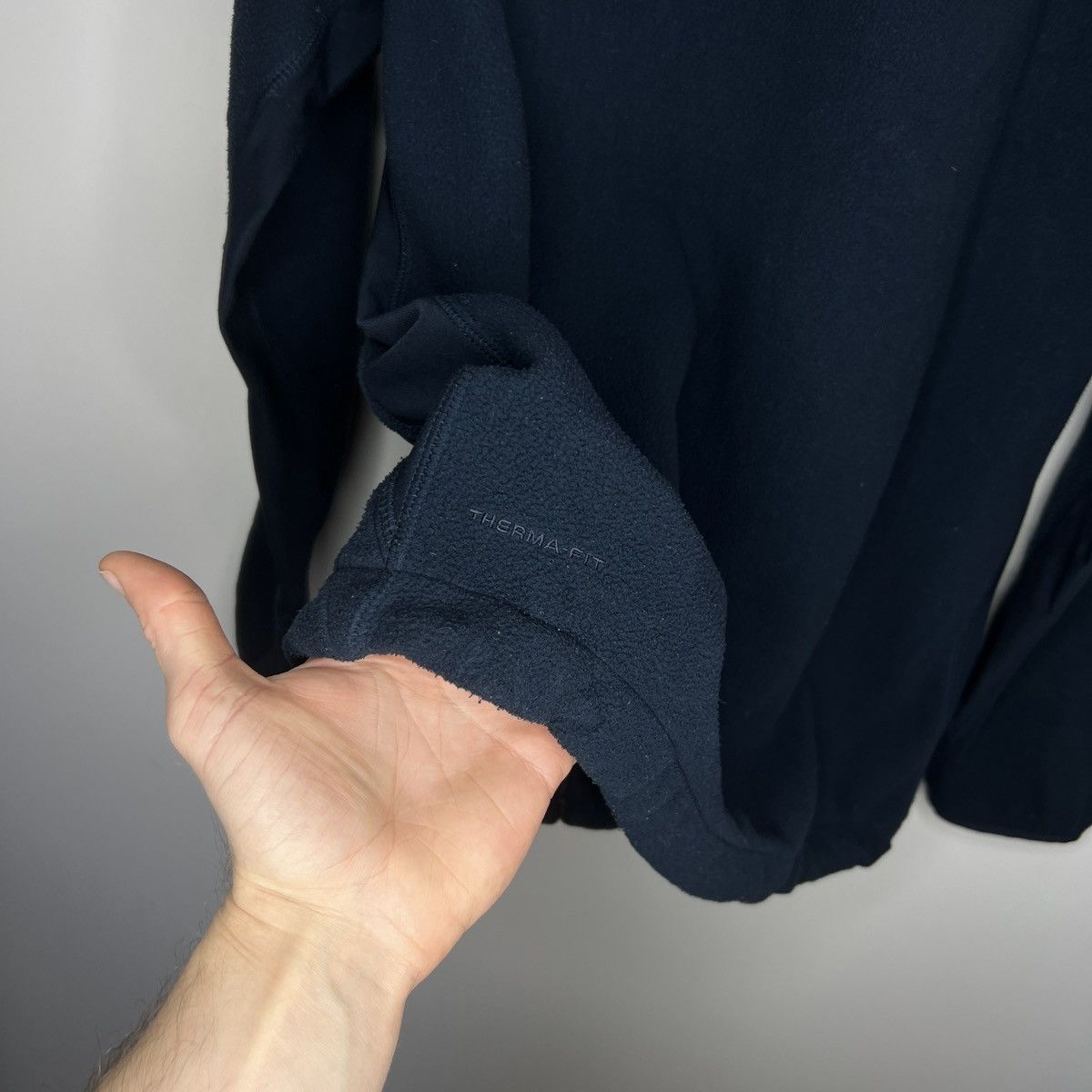 Nike × Vintage Vintage Y2K Nike Zip Fleece Jacket Navy Swoosh Logo 90s Size US L / EU 52-54 / 3 - 10 Thumbnail