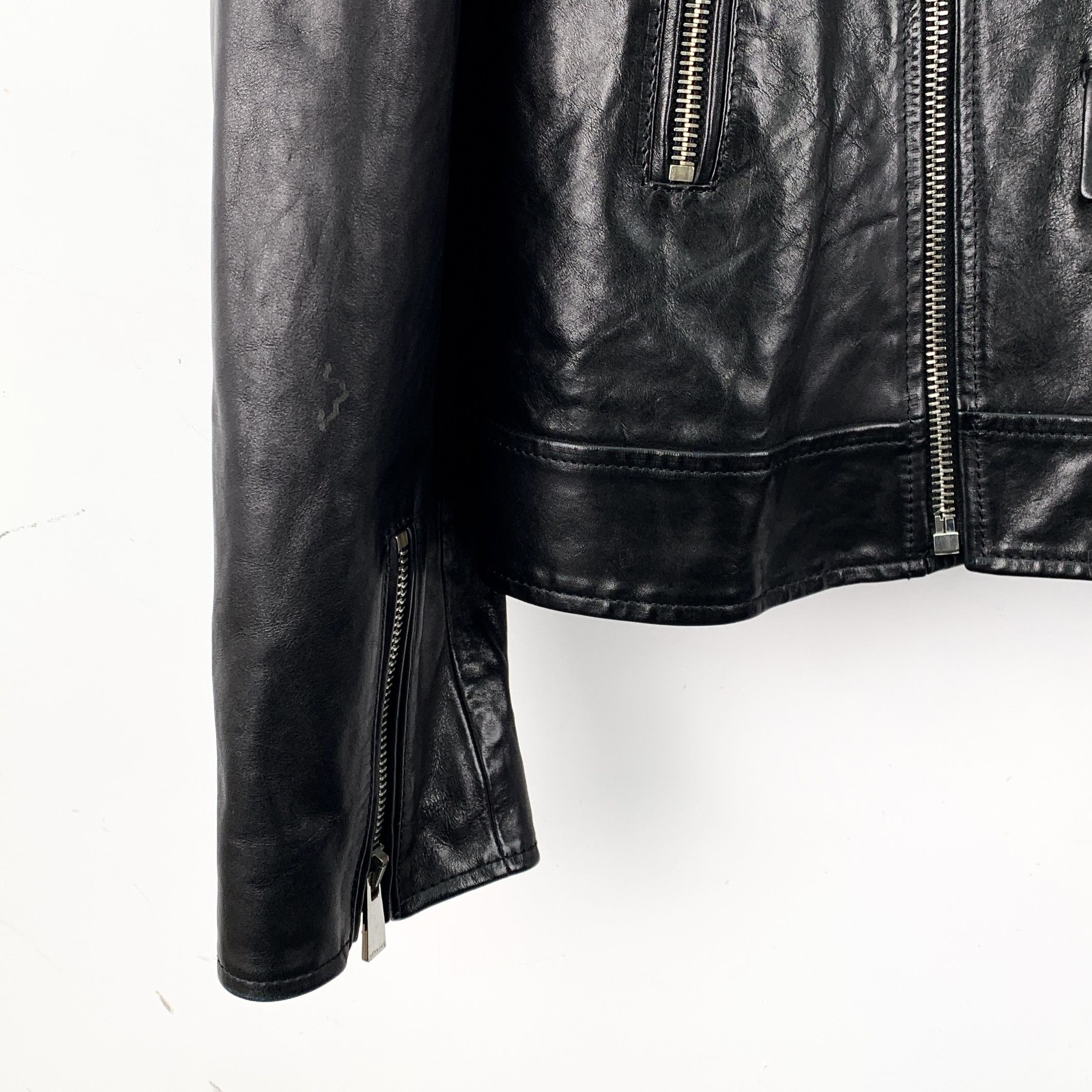 Versace Versace Distressed Leather Biker Jacket Black (M) Size US M / EU 48-50 / 2 - 4 Thumbnail