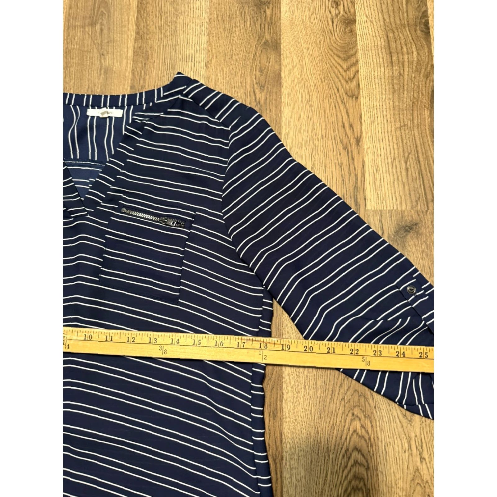 Vintage Maurices Shirt Women Small Blue White Striped 3/4 Sleeve V-Neck Blouse Size S / US 4 / IT 40 - 6 Thumbnail