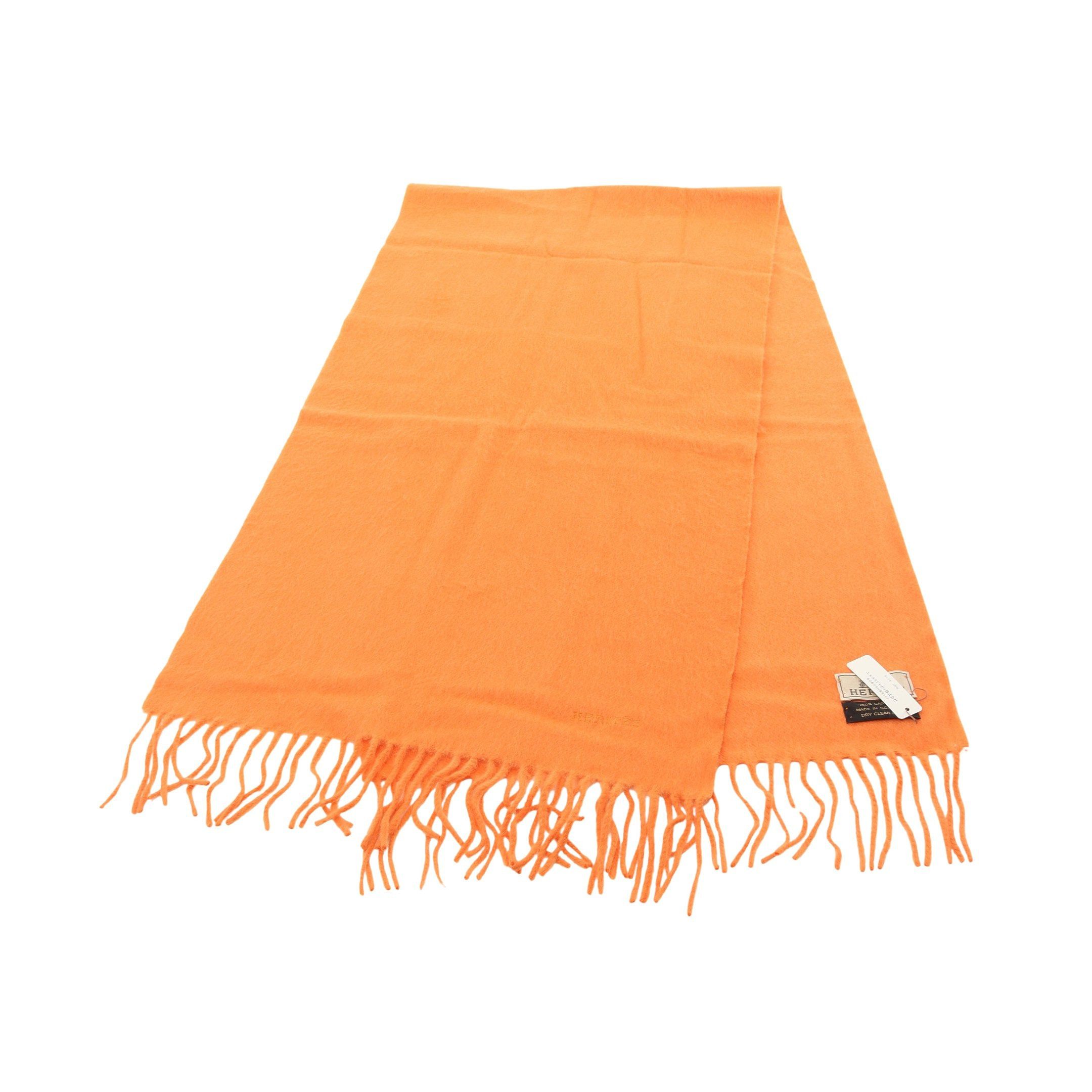 Hermes Hermes Scarf Logo Embroidery Cashmere Orange Size ONE SIZE - 1 Thumbnail
