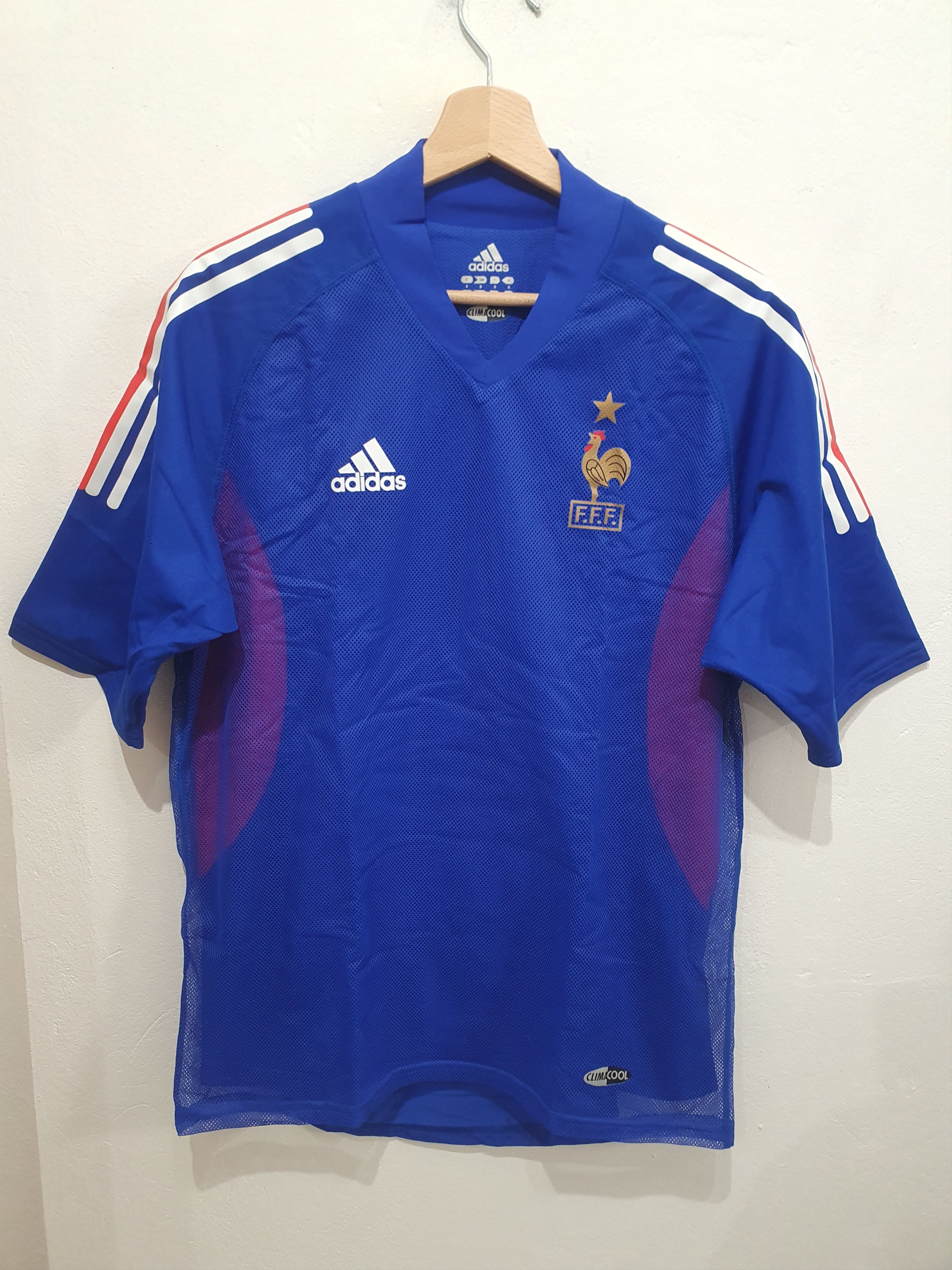 Image of Adidas France 2002 Size S New World Cup Jersey Shirt in Blue, Men's