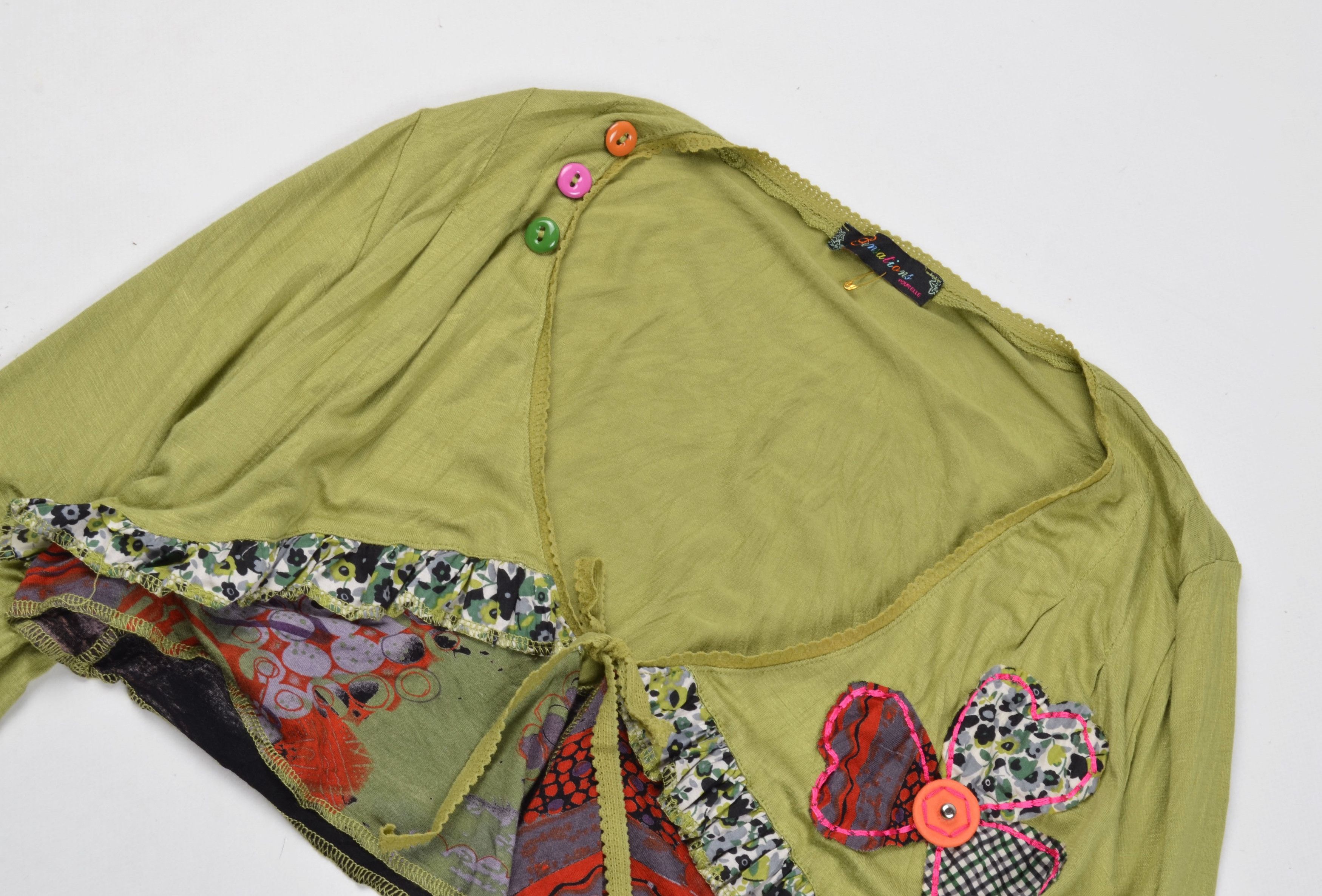 Designer × Vintage Sensation pour Elle Y2K Boho Cropped Long Sleeve Top Bolero Size S / US 4 / IT 40 - 4 Thumbnail