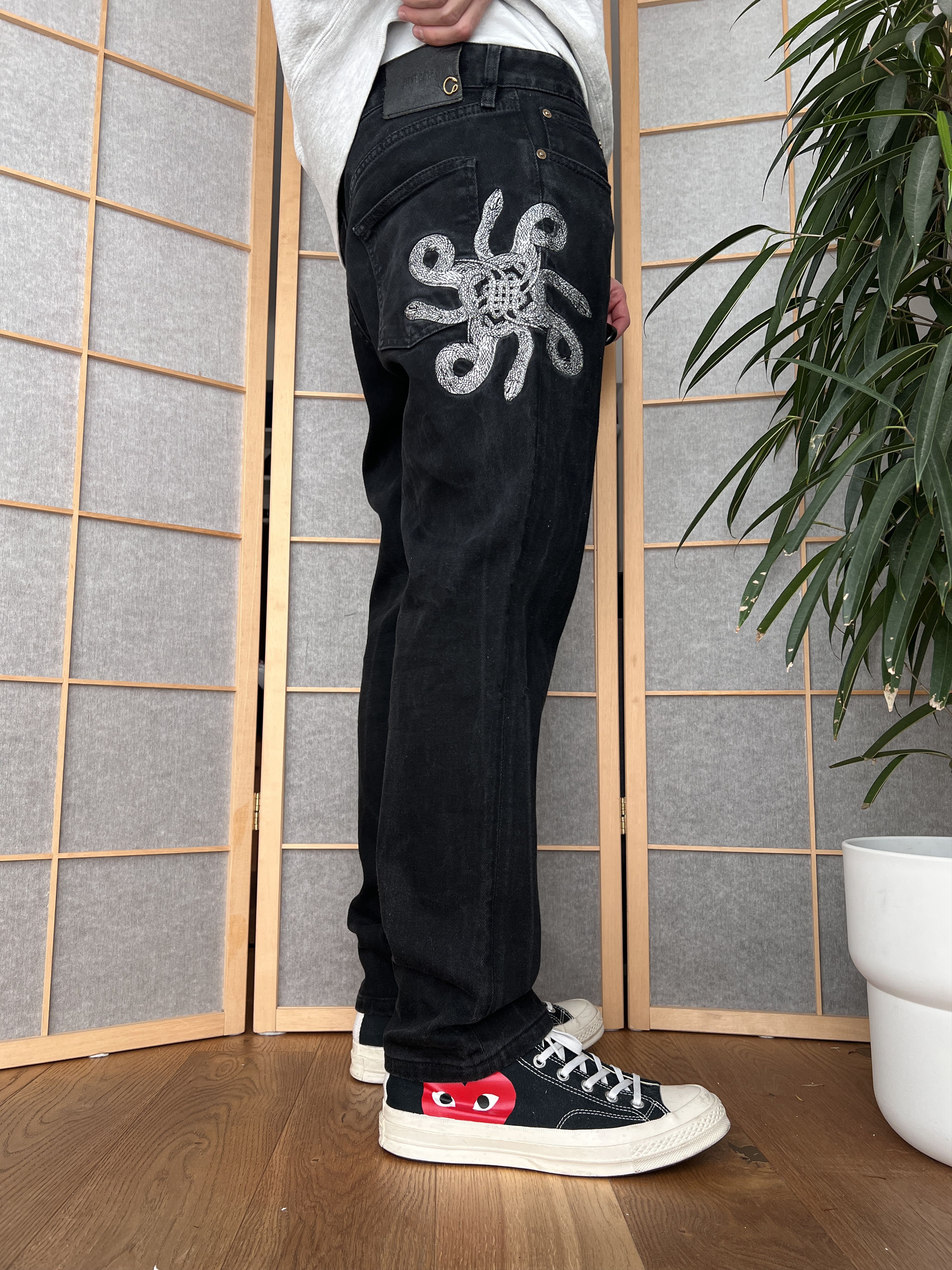 Just Cavalli Just Cavalli embroidery snake black denim jeans stretch rare Size US 33 - 2 Thumbnail