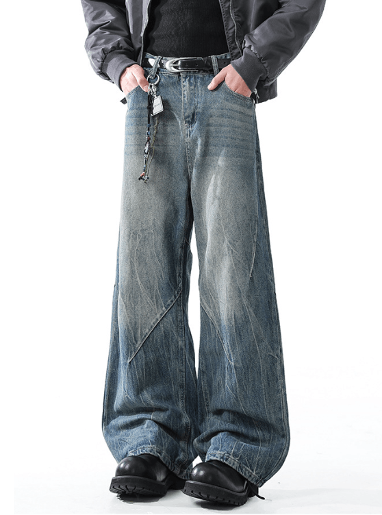 Vintage American street retro washed men's cleanfit wide-leg jeans Size US 32 / EU 48 - 2 Thumbnail