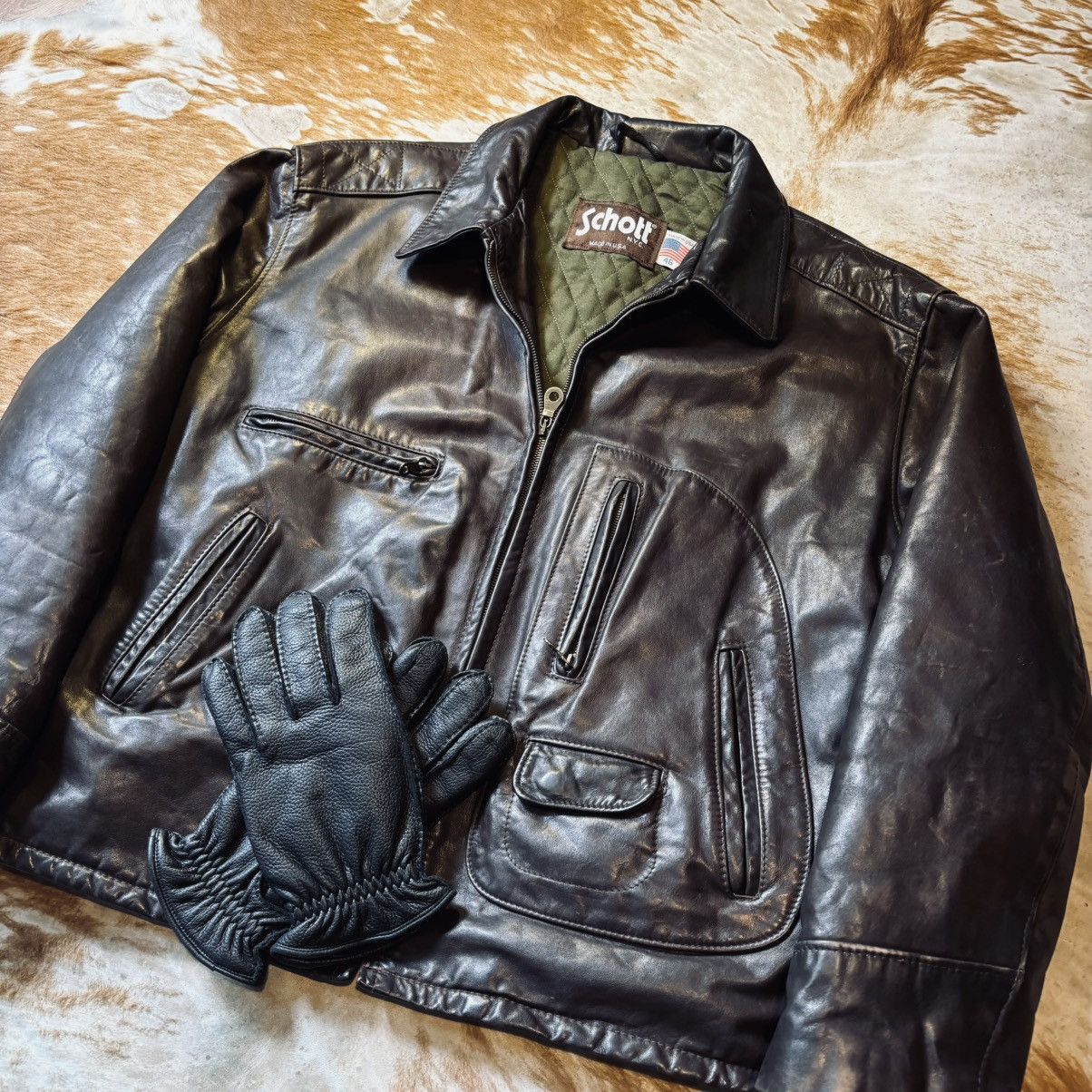 Schott Schott Made In Usa Leather Jacket Size 48 Fit L Size US L / EU 52-54 / 3 - 10 Thumbnail