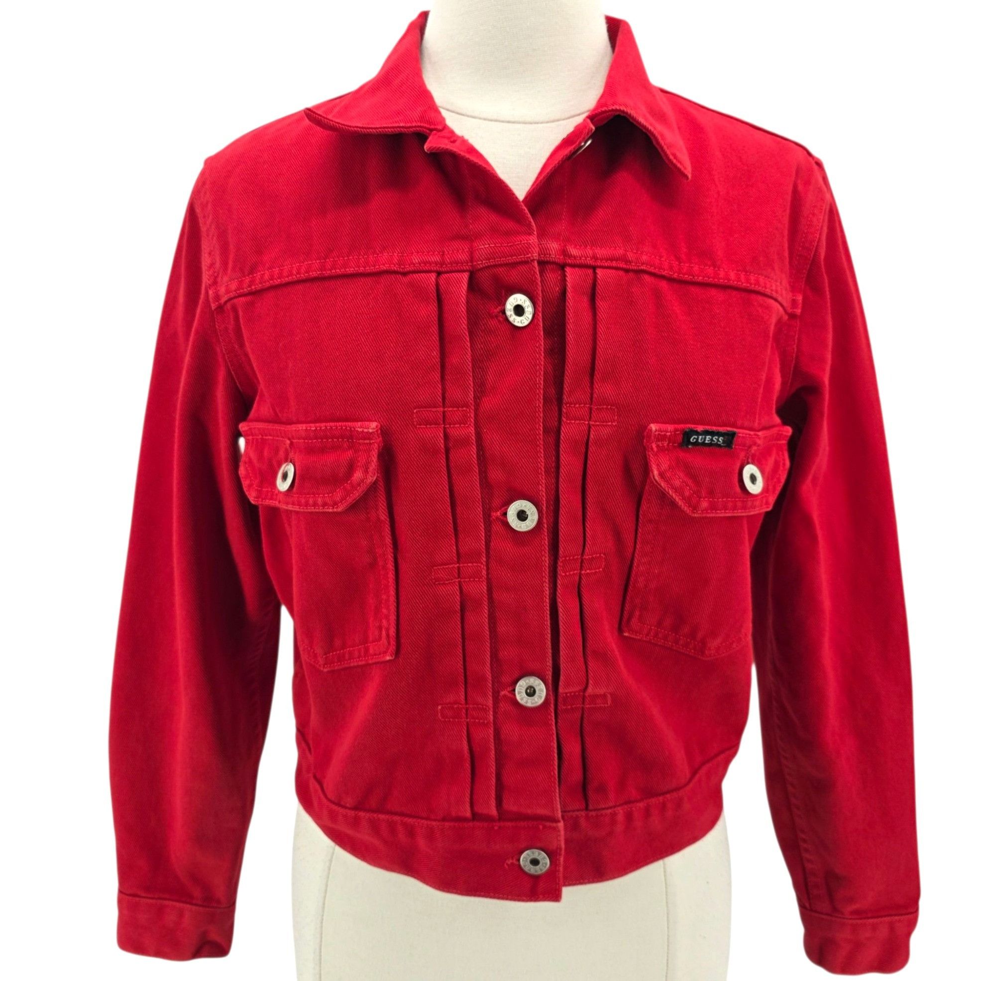 Guess Vintage Guess Jeans Womens Medium Jacket Denim Red Cropped P Size M / US 6-8 / IT 42-44 - 10 Thumbnail