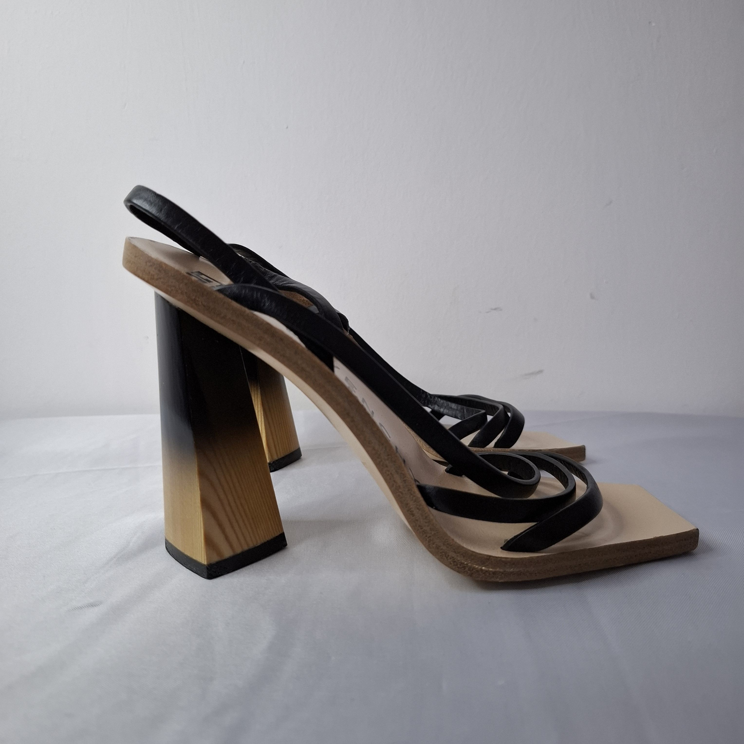 Givenchy Givenchy Losange Brown Wood & Leather Slingback Heels Size US 5 / IT 35 - 2 Thumbnail