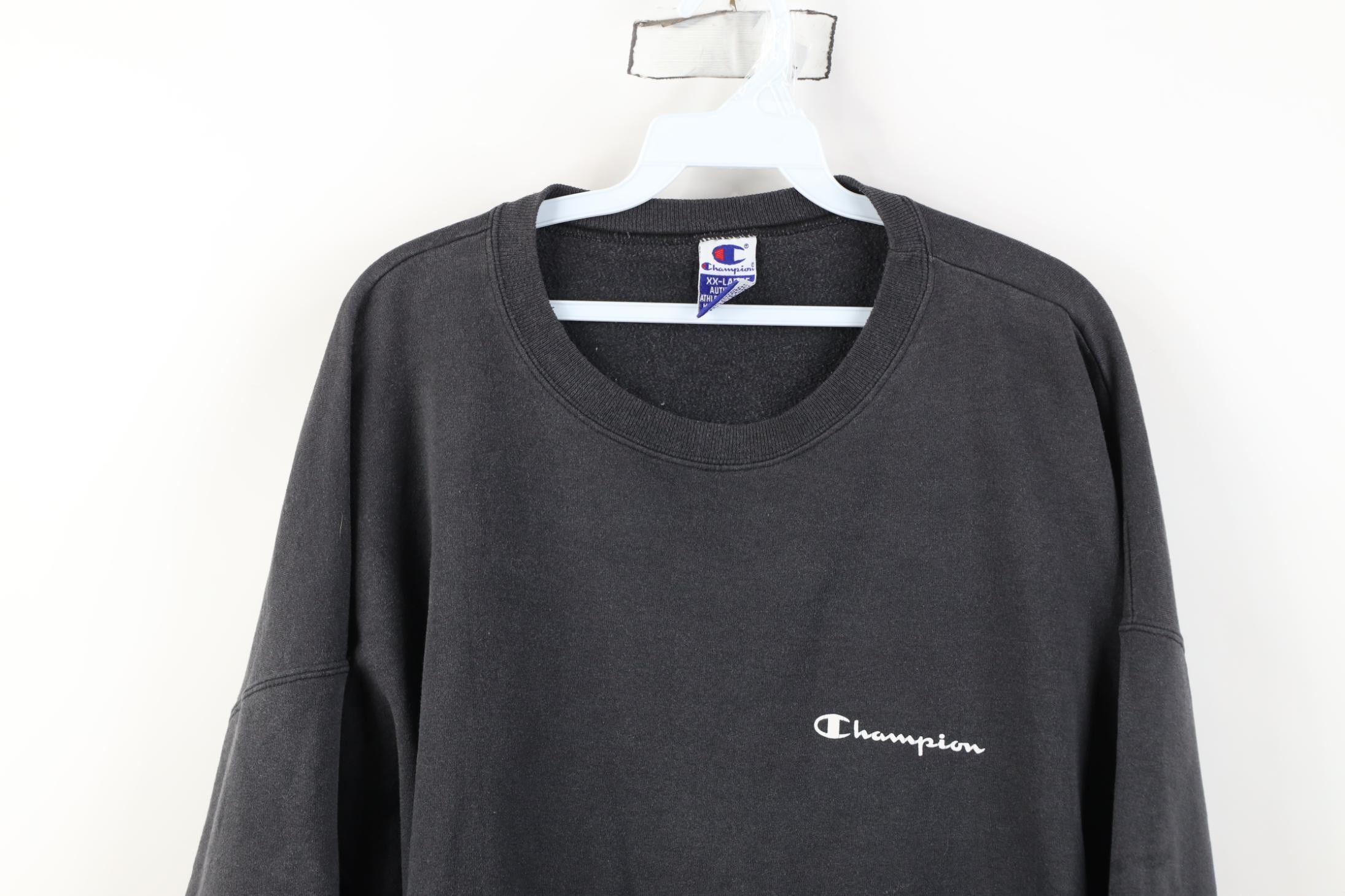 Champion Vintage 90s Champion Spell Out Crewneck Sweatshirt Black Size US XXL / EU 58 / 5 - 2 Thumbnail