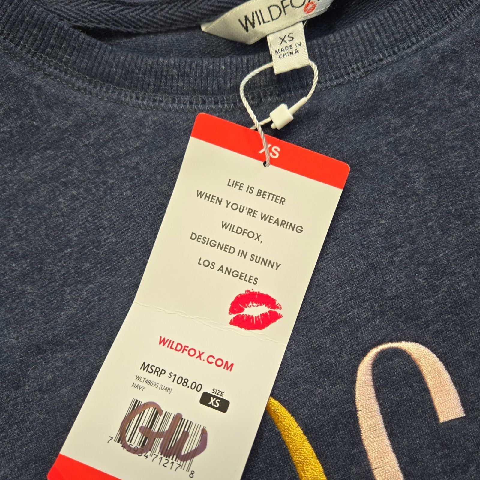 Wildfox Wildfox SOCIAL Rainbow Navy Crewneck Sweatshirt XS NWT $108 Size XS / US 0-2 / IT 36-38 - 5 Thumbnail