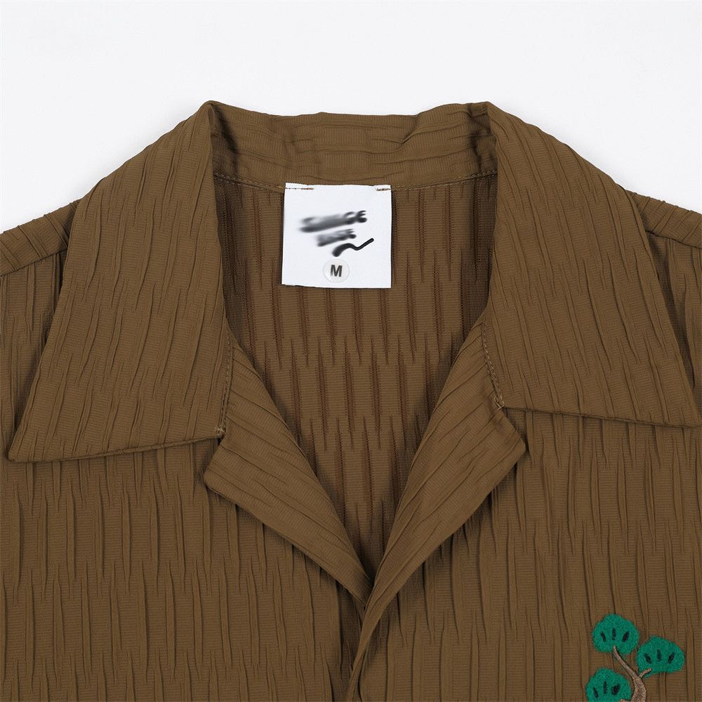 Japanese Brand × Vintage Men's American lapel simple embroidery casual pleated shirt Size US M / EU 48-50 / 2 - 3 Thumbnail