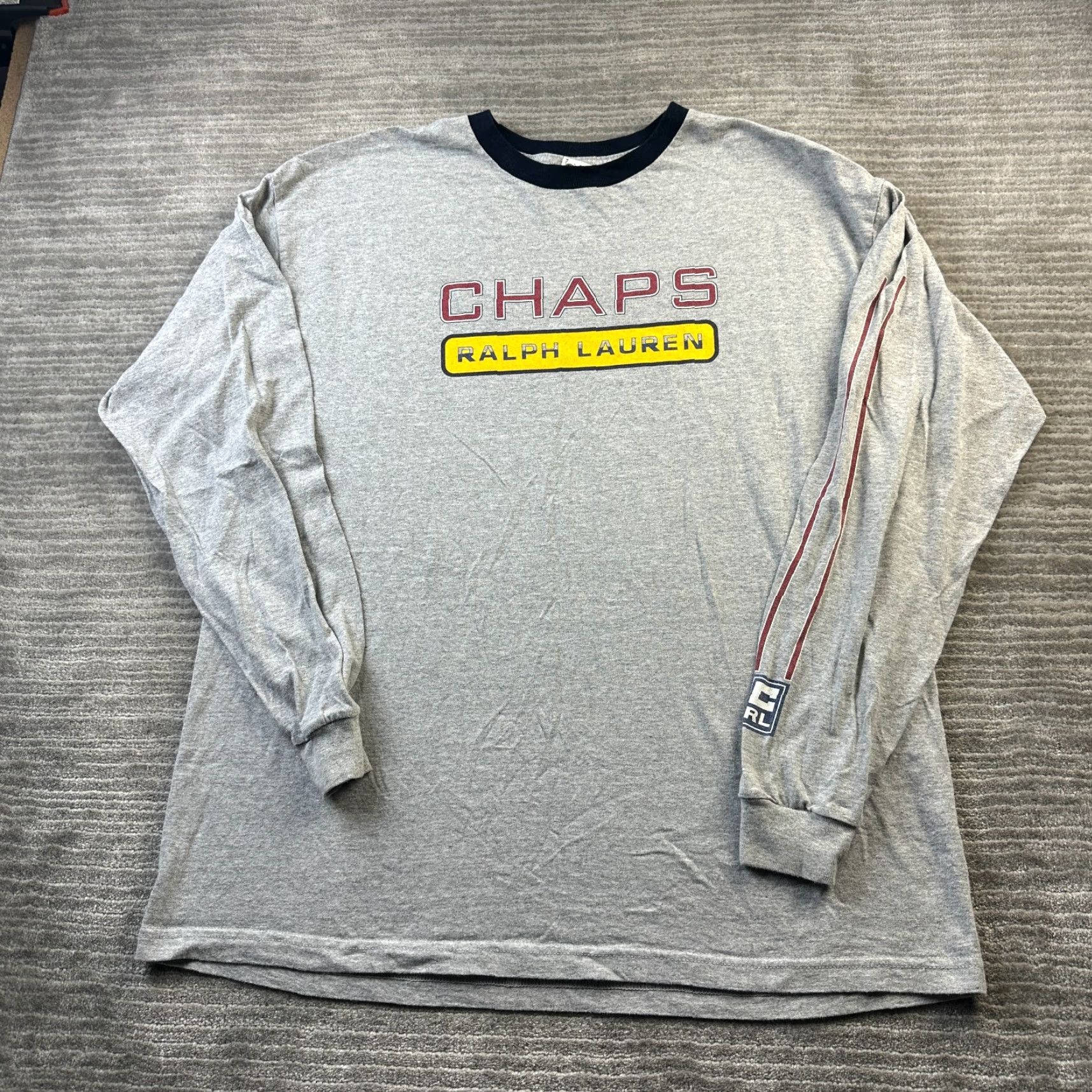 Chaps VINTAGE Chaps Ralph Lauren Shirt Mens Large Gray Logo Spellout 90s 80s Skull Size US L / EU 52-54 / 3 - 2 Thumbnail