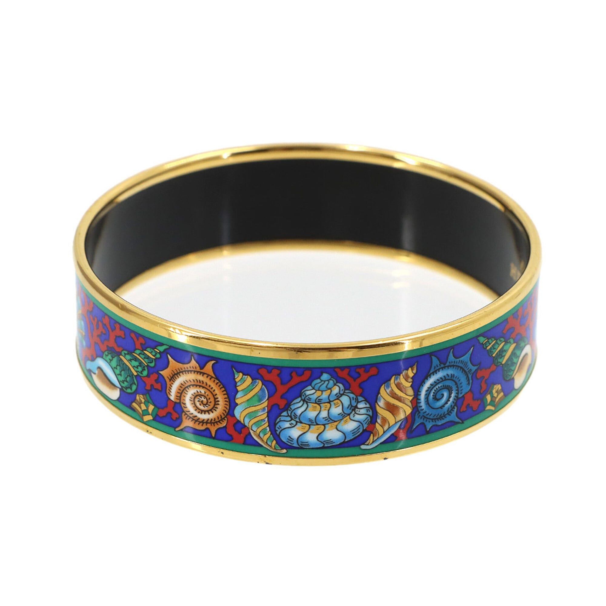 Hermes Hermes Email GM Bangle Bracelet Blue Multicolor Gold Size ONE SIZE - 1 Thumbnail