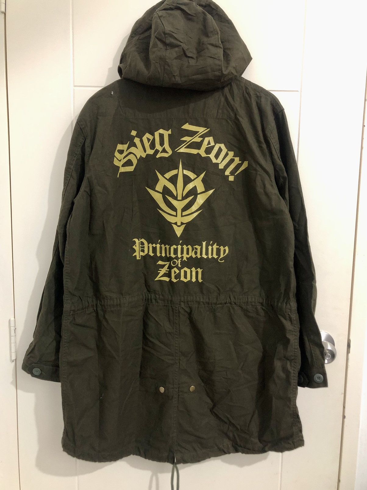 image of Anima gundam Principality Of Zeon Parka in Green, Men's (Size Medium)