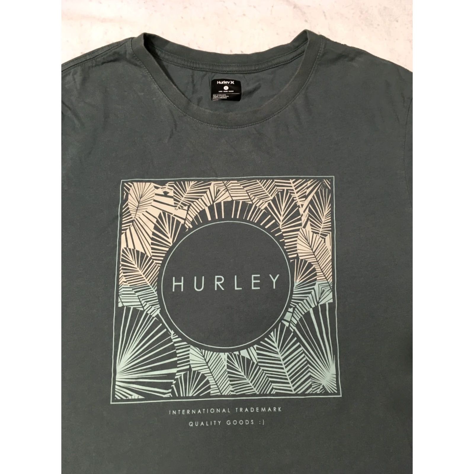Hurley Hurley Green Short Sleeve Cotton Logo T-Shirt Men's L Size US L / EU 52-54 / 3 - 2 Thumbnail