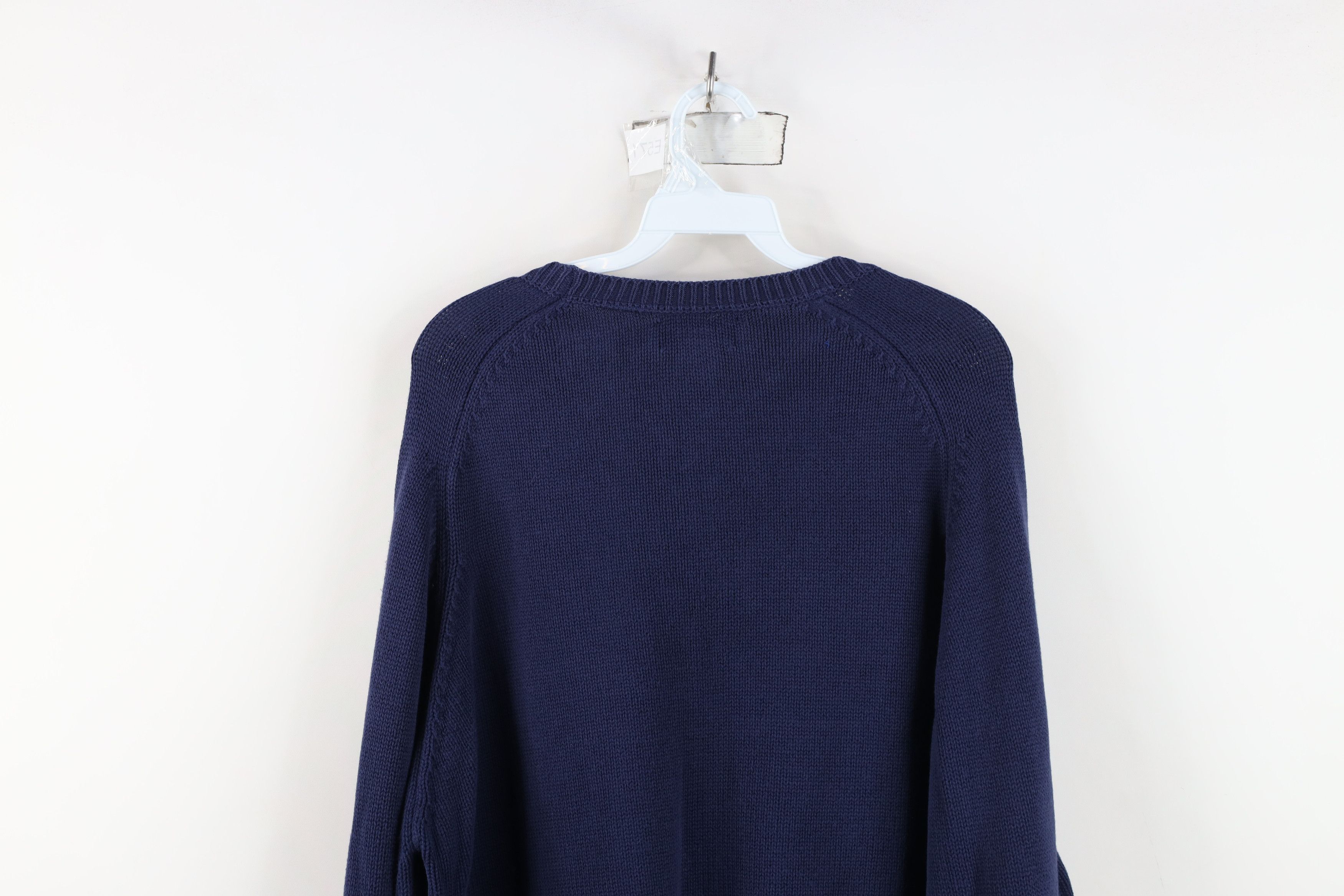 Lands' End Vintage 90s Lands End Cotton Knit V-Neck Sweater Blue USA Size US M / EU 48-50 / 2 - 10 Thumbnail