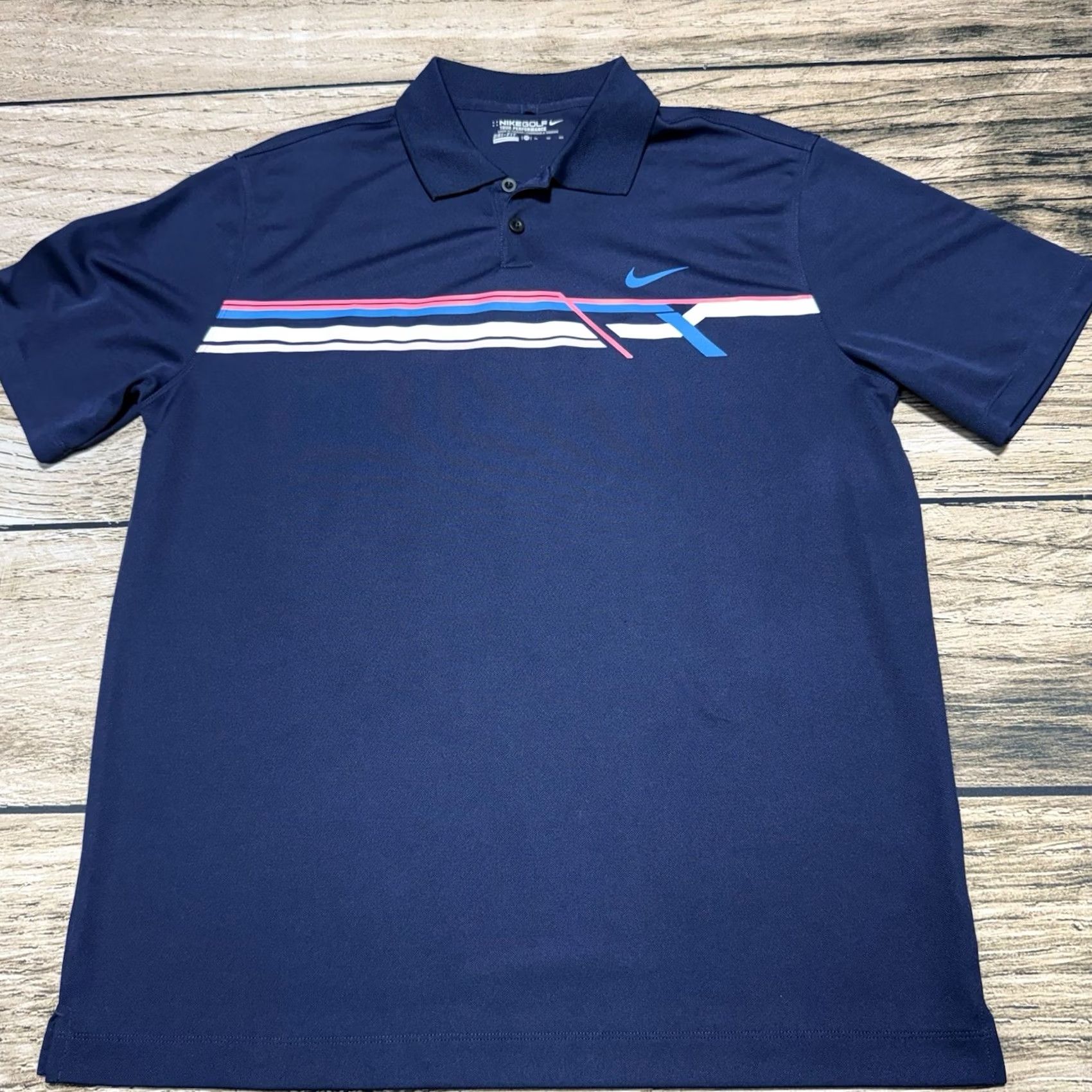 Nike Nike Golf Polo Shirt Mens XL Navy Blue Tour Performance Dri-FIT 452734 419 Polo Short Sleeve Button Collared Moisture Wicking Breathable Logo Graphic Size US XL / EU 56 / 4 - 2 Thumbnail