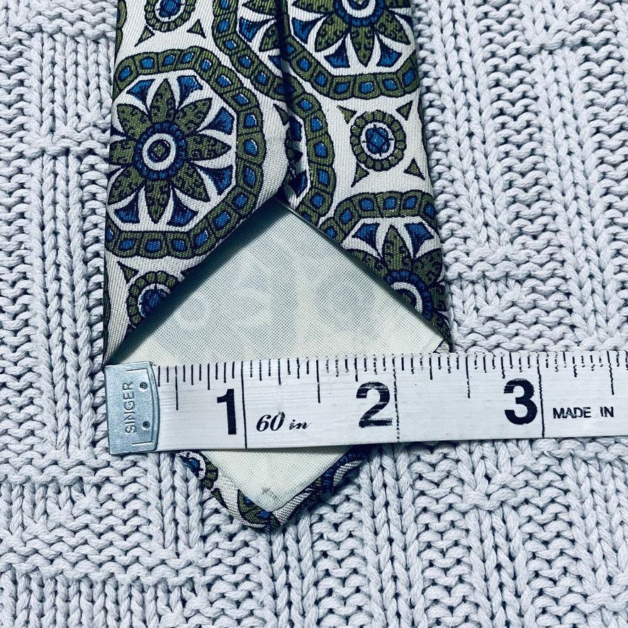 Vintage Vintage Ohrbach's green geometric floral print silk tie Size ONE SIZE - 5 Thumbnail