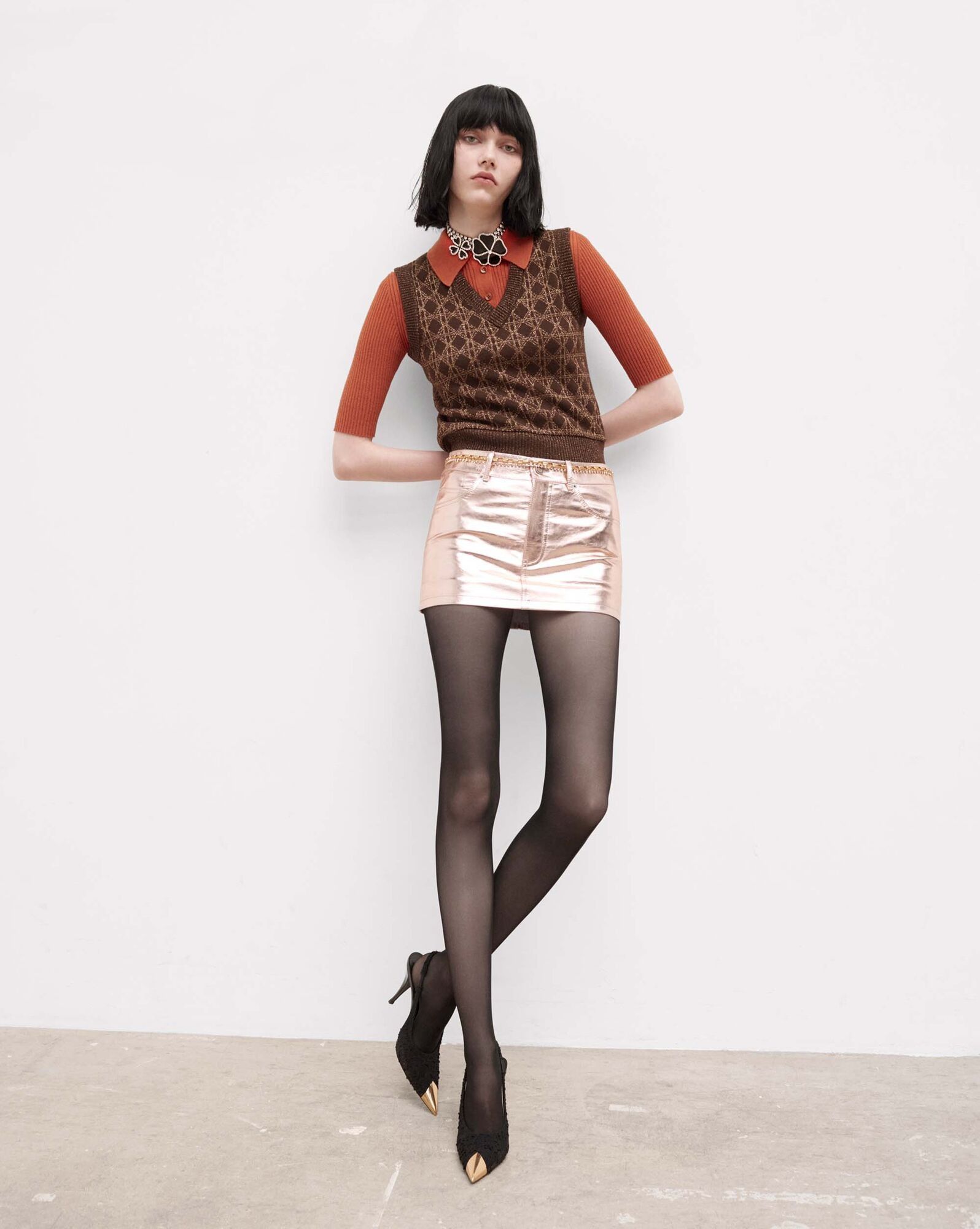 Saint Laurent Paris o1tp1o0125 Mini Skirt In Leme Calfskin in Light Pink Size 28" / US 6 / IT 42 - 3 Thumbnail