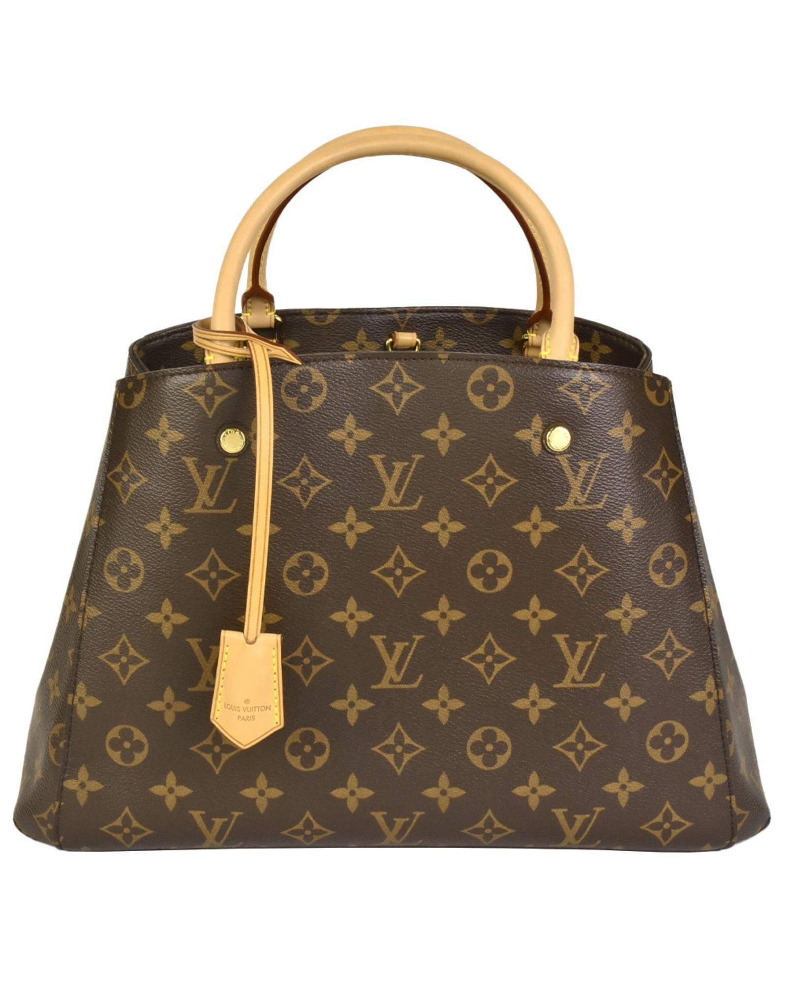 image of Classic And Versatile Louis Vuitton Montaigne Handbag in Brown, Women's
