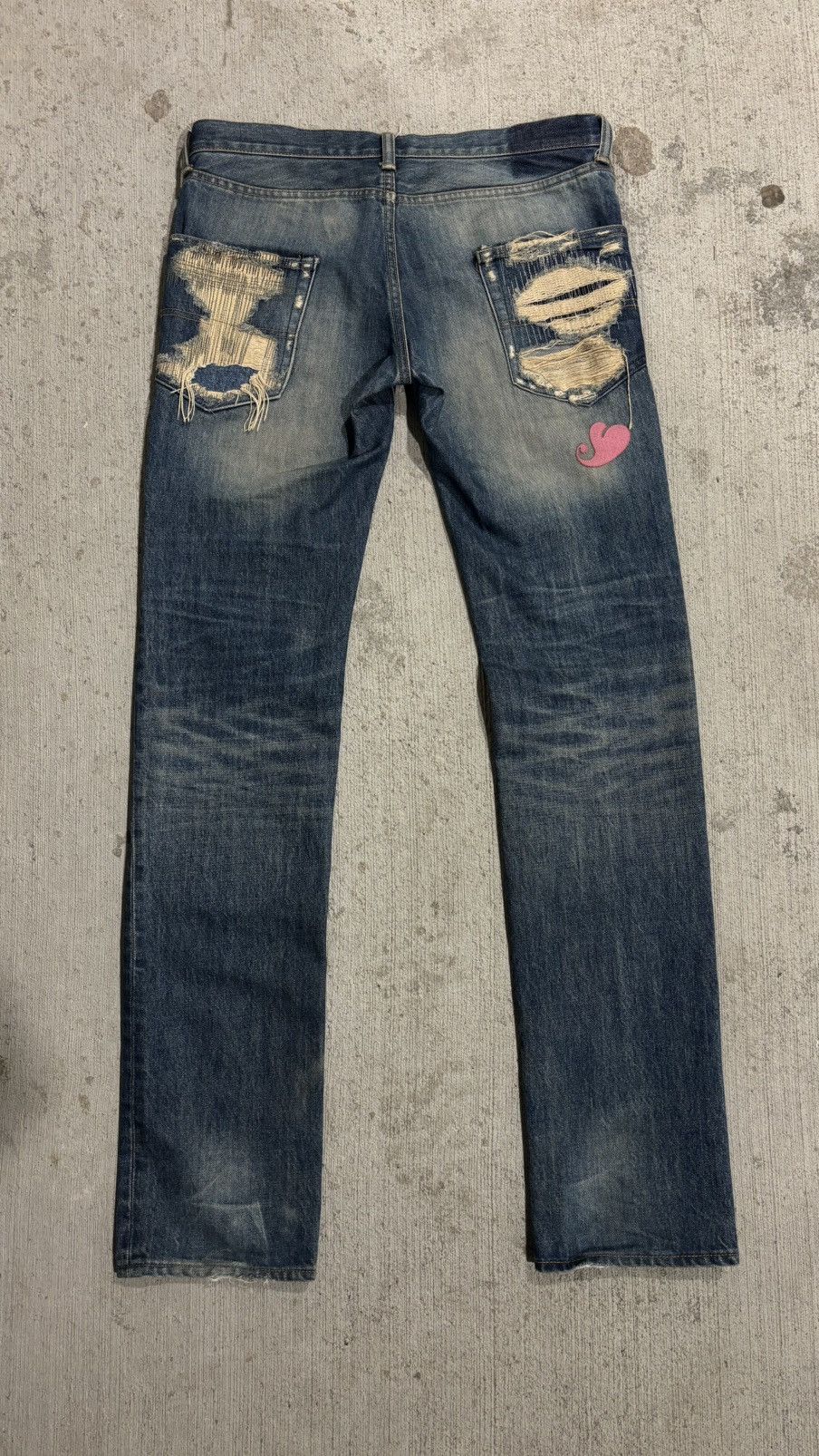 Undercover Undercover AW2005 Arts & Craft Boro Heart Denim Size US 32 / EU 48 - 2 Thumbnail