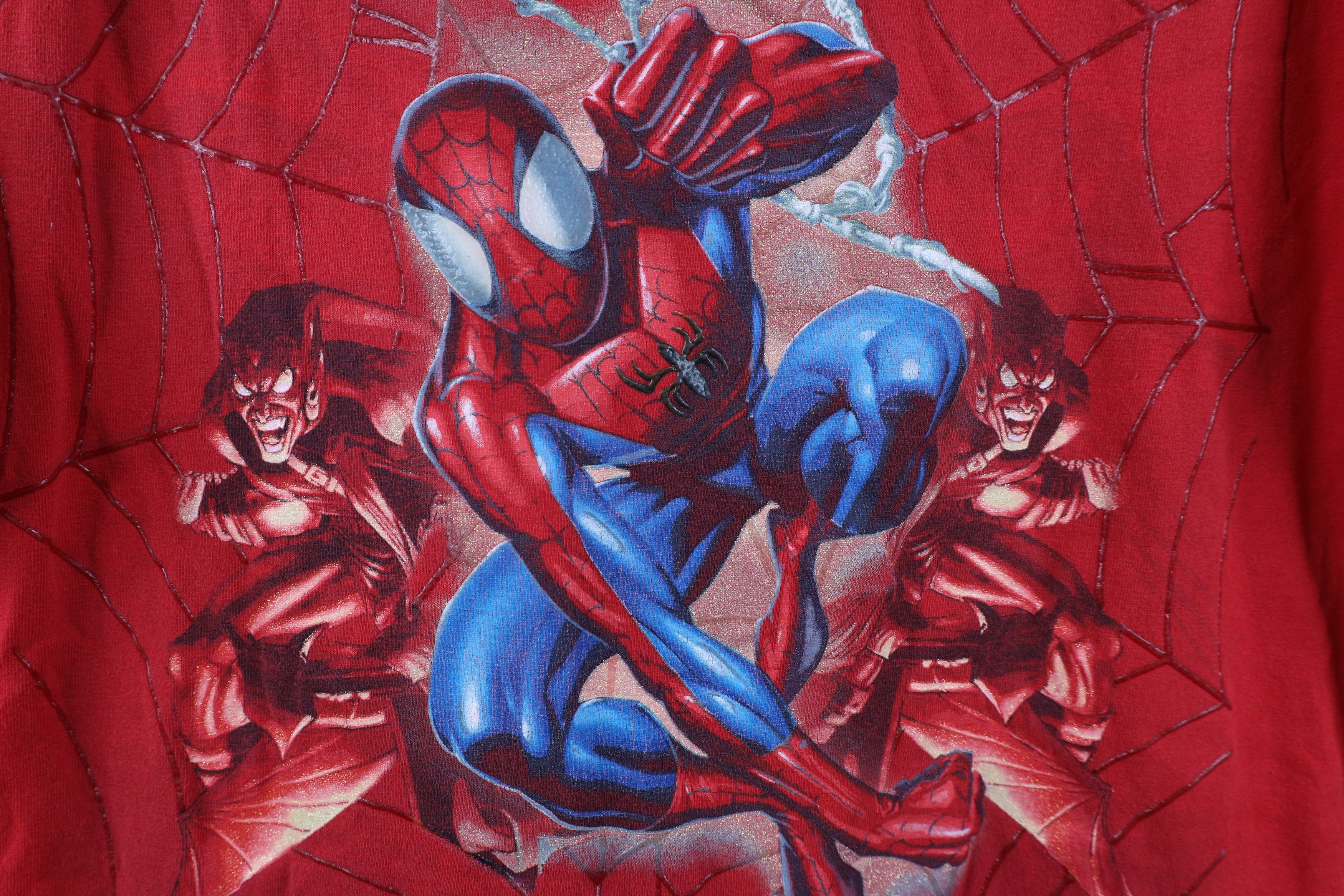 Vintage Vintage Y2K 2002 Marvel Spiderman Green Goblin Web T-Shirt Size US XL / EU 56 / 4 - 4 Thumbnail
