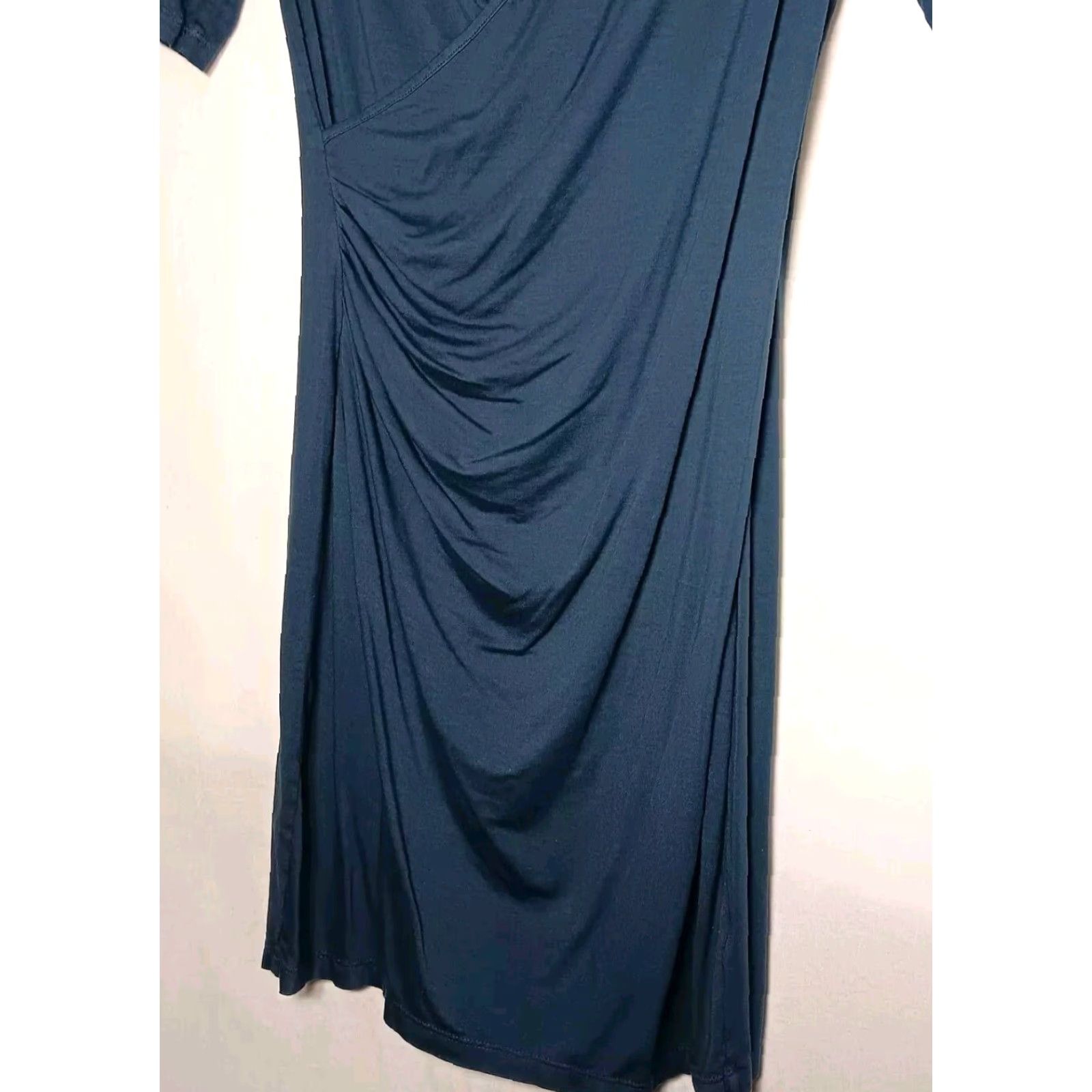 Vintage VINTAGE Three Dots Women's Dress Small Faux Wrap V-Neck Blue Stretch Bodycon Casual Party Sleeveless Size S / US 4 / IT 40 - 3 Thumbnail