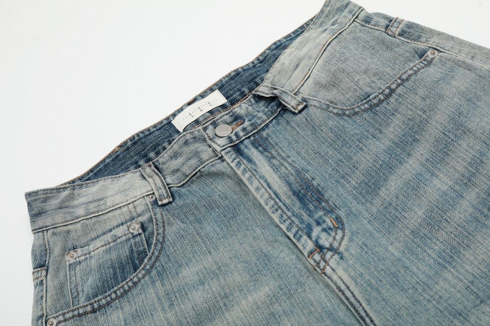 Japanese Brand × Jean Men's wide-leg distressed ripped washed scimitar jeans Size US 32 / EU 48 - 3 Thumbnail