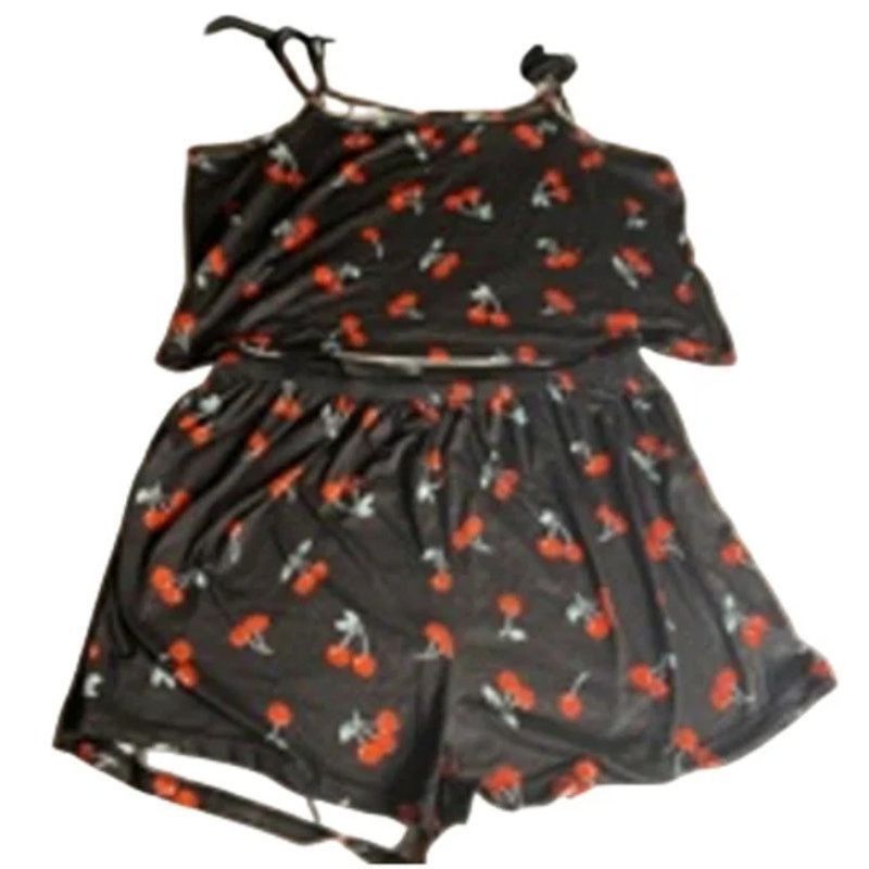 Other Y2K Cherry Print Pajama Set Black Sleepwear Cami 2XL Size ONE SIZE - 2 Thumbnail