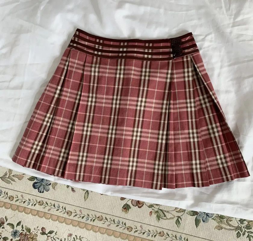 Burberry Burberry Pink Plaid Pleated Skirt for Women Size 23" - 1 Thumbnail