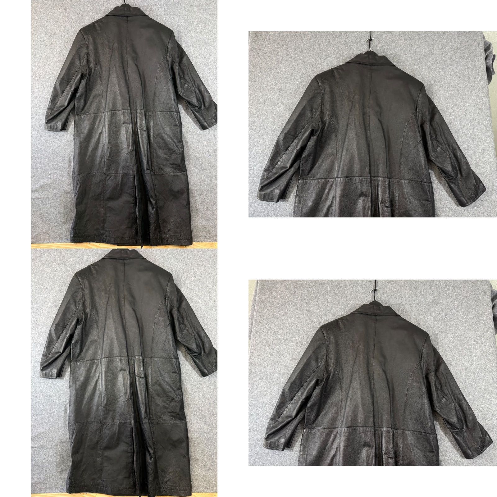 Brooks VINTAGE Out Brook Trench Coat Womens 2X Black Leather Button Front Lined Long Sleeve Western Women’s Coat Size XXL / US 16-18 / IT 52-54 - 8 Thumbnail