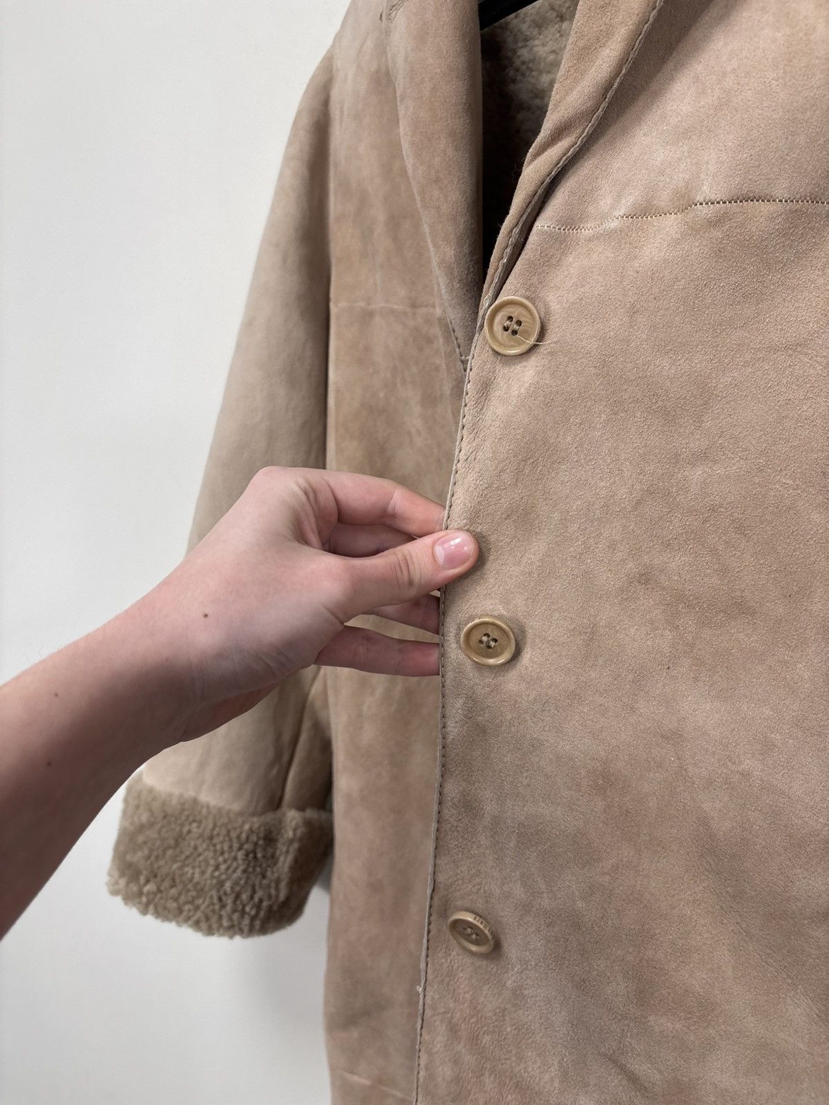 Max Mara S Max Mara Women’s Beige Sheepskin Shearling Leather Coat Size XL / US 12-14 / IT 48-50 - 11 Thumbnail