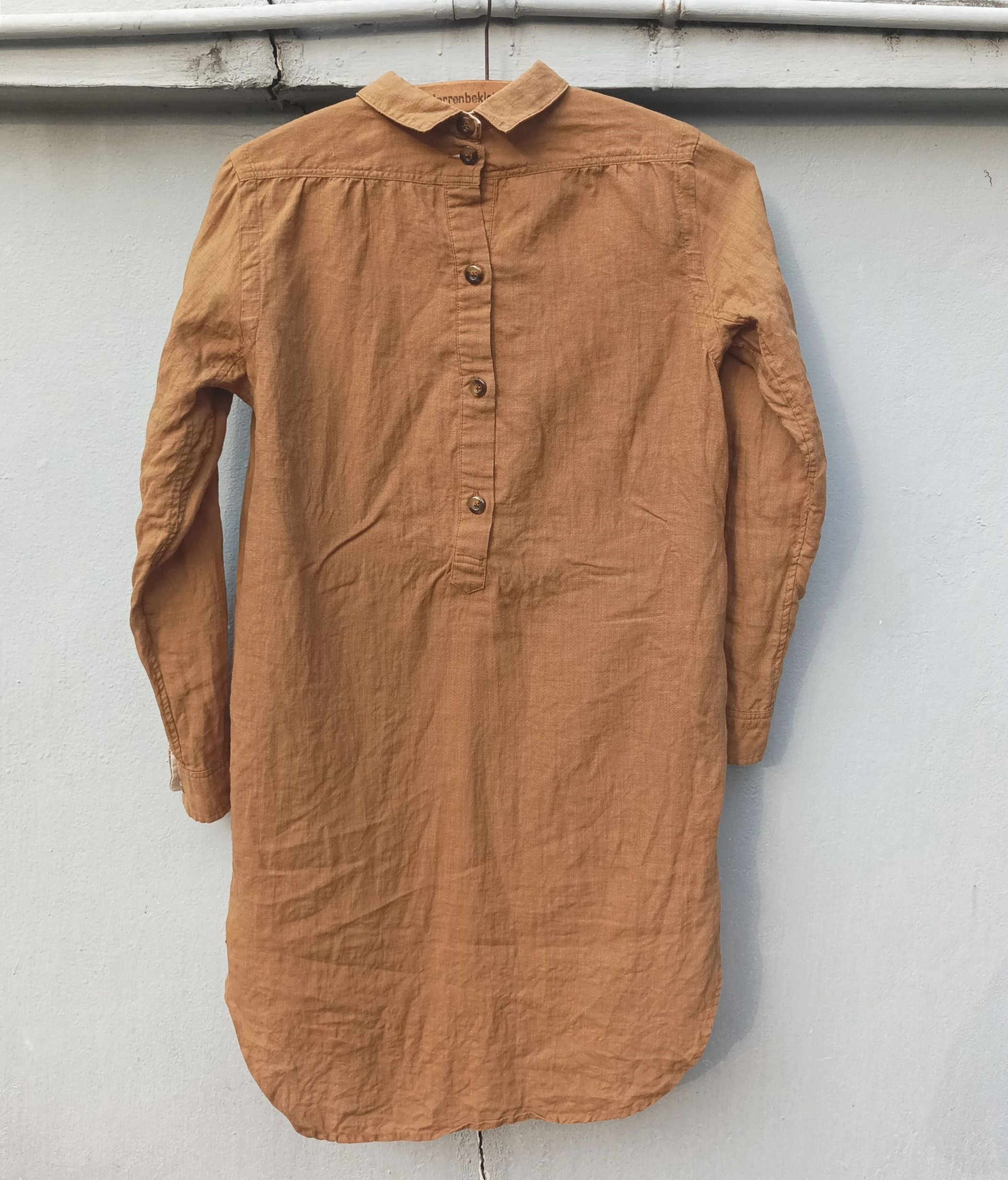 Japanese Brand (D52) Beams Boy Khaki Half Button Linen blouse Size XS / US 0-2 / IT 36-38 - 9 Thumbnail