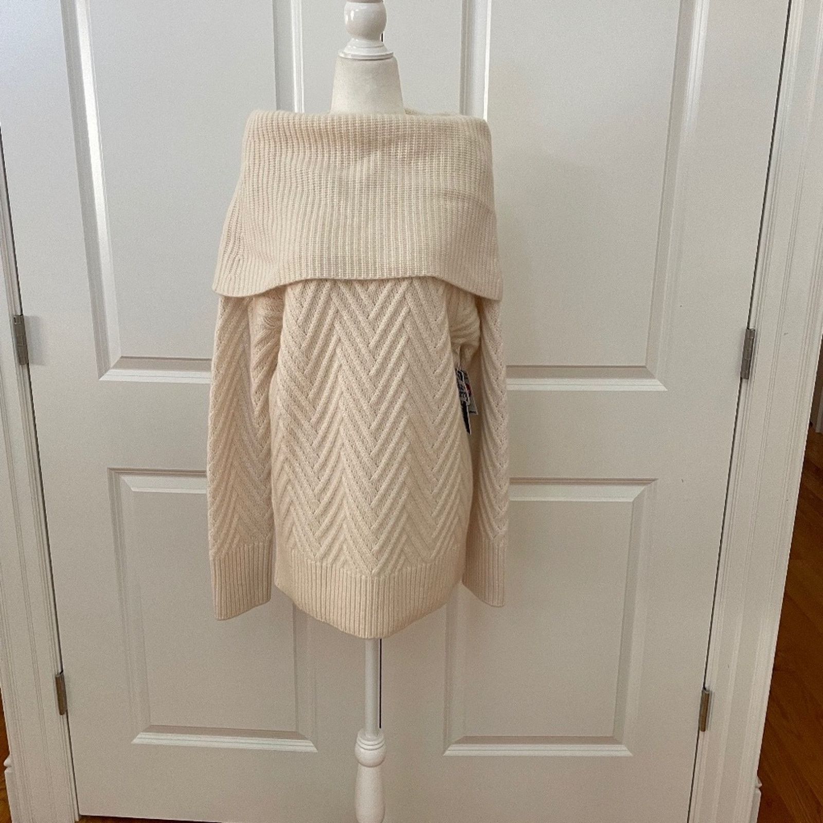 Nordstrom Chevron Pattern Cashmere Cowl Neck Sweater NORDSTROM Size S / US 4 / IT 40 - 5 Thumbnail
