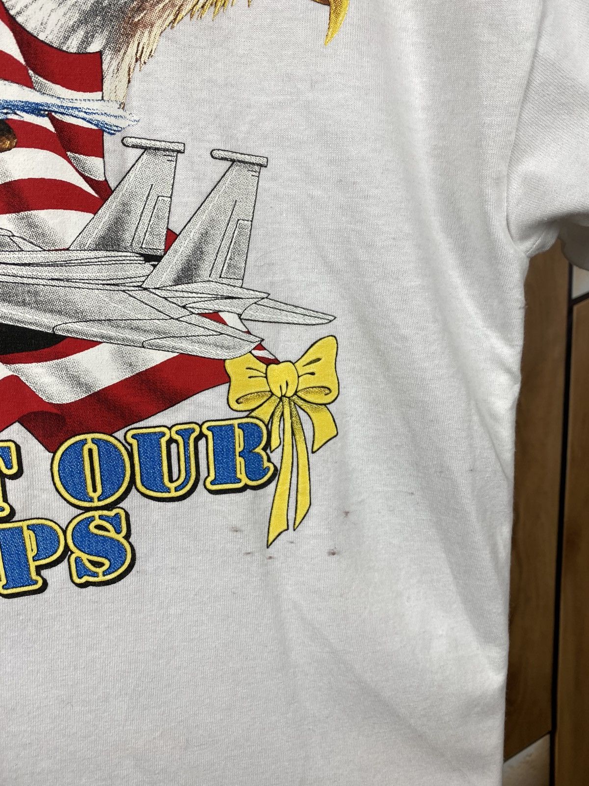 Vintage 🦅Vintage 90s T-Shirt Hanes U.S.A. Support Our Troops Tee🦅 Size US L / EU 52-54 / 3 - 6 Thumbnail