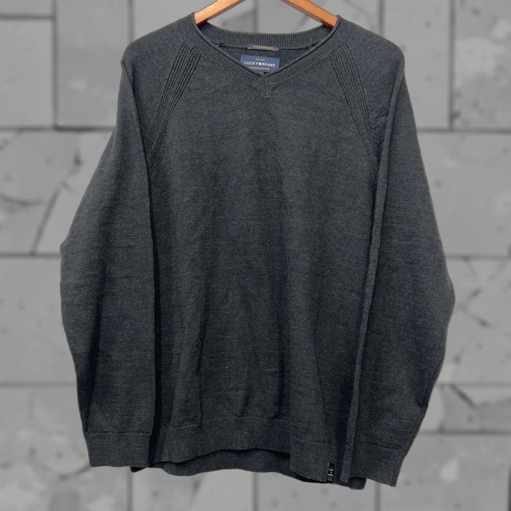 Lucky Brand LUCKY BRAND Gray V-Neck Pullover Sweater Men XL Size US XL / EU 56 / 4 - 1 Thumbnail