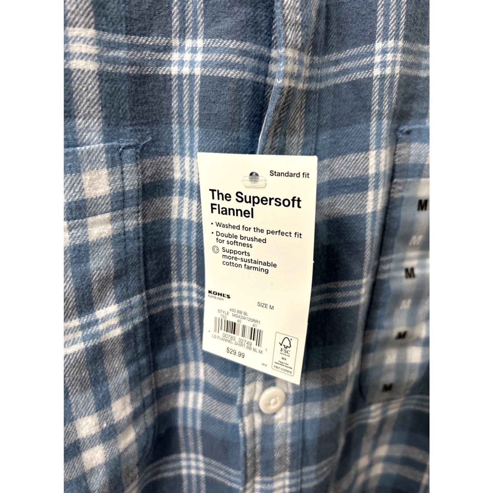Vintage Sonoma Shirt Mens Medium Blue Plaid Flannel Button-Down Long Sleeve Supersoft Size US M / EU 48-50 / 2 - 5 Thumbnail