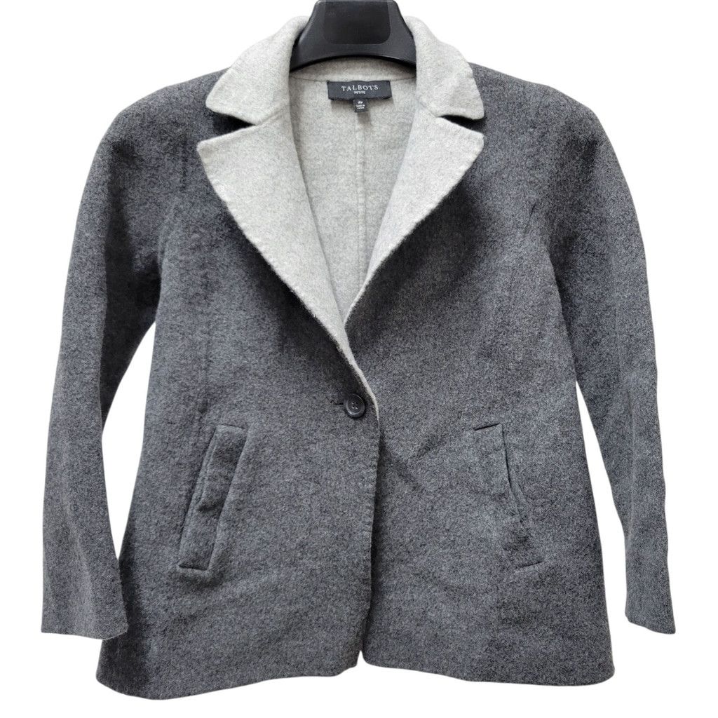 Talbots Talbots Women's Double-Face Wing Collar Wool Gray Jacket 4P Size S / US 4 / IT 40 - 3 Thumbnail