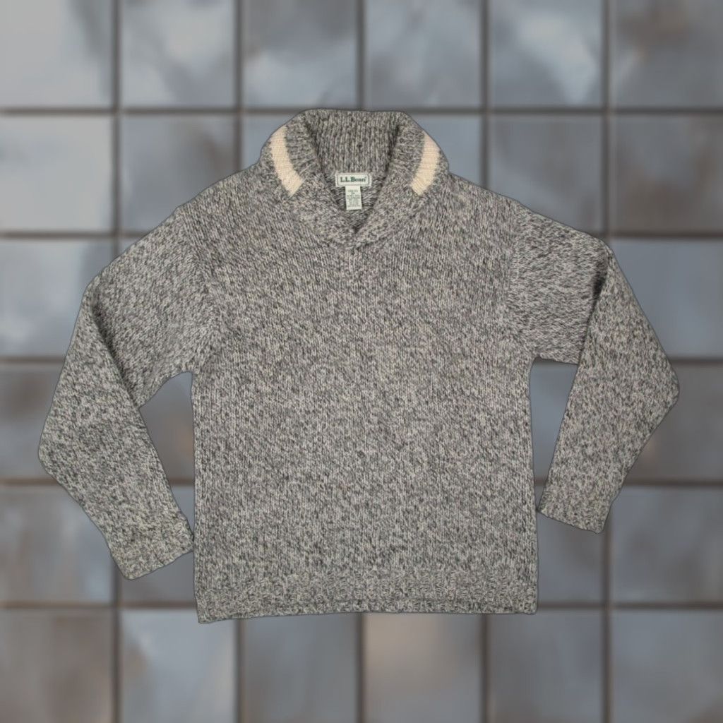 Vintage VINTAGE L.L. Bean Sweater Men Small Gray Wool Blend Chunky Knit Shawl Neck Pullover Size US S / EU 44-46 / 1 - 1 Thumbnail