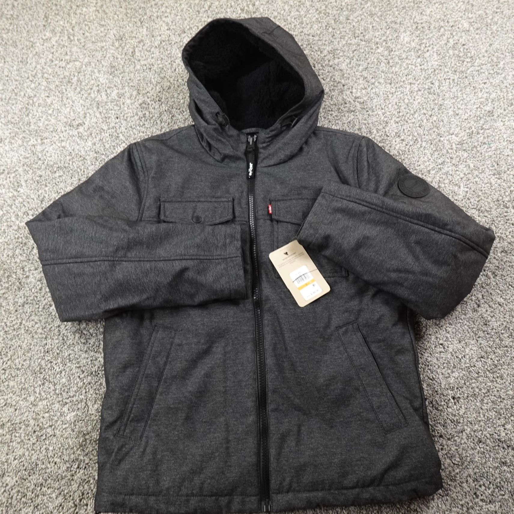 Levi's Levis Jacket Mens S Gray Hooded Sherpa Lined Water Resistant Outdoor Coat Size US S / EU 44-46 / 1 - 6 Thumbnail