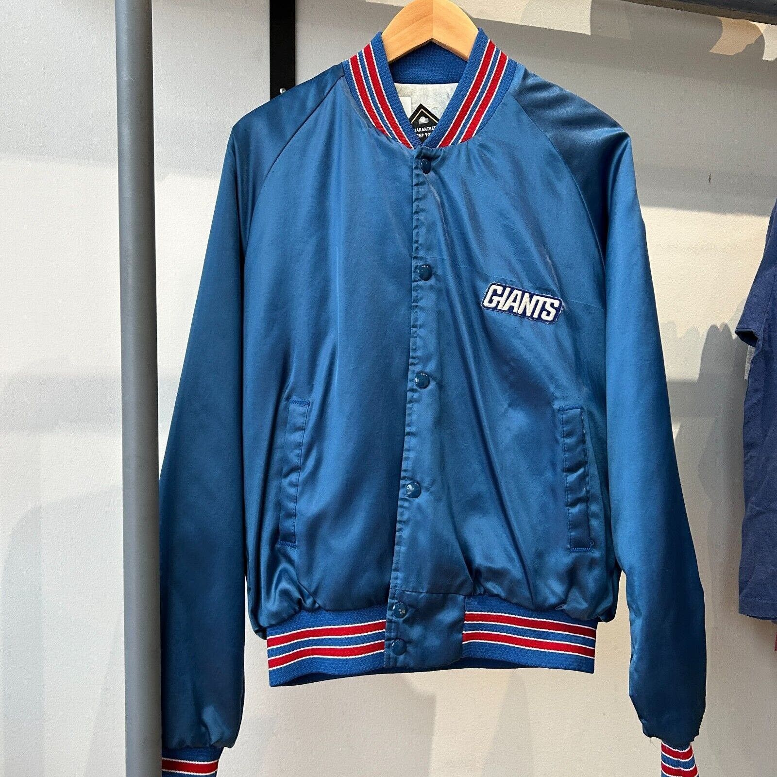 NFL VINTAGE 80s | NY GIANTS NFL Nylon Button Snap Jacket sz M Size US M / EU 48-50 / 2 - 1 Thumbnail