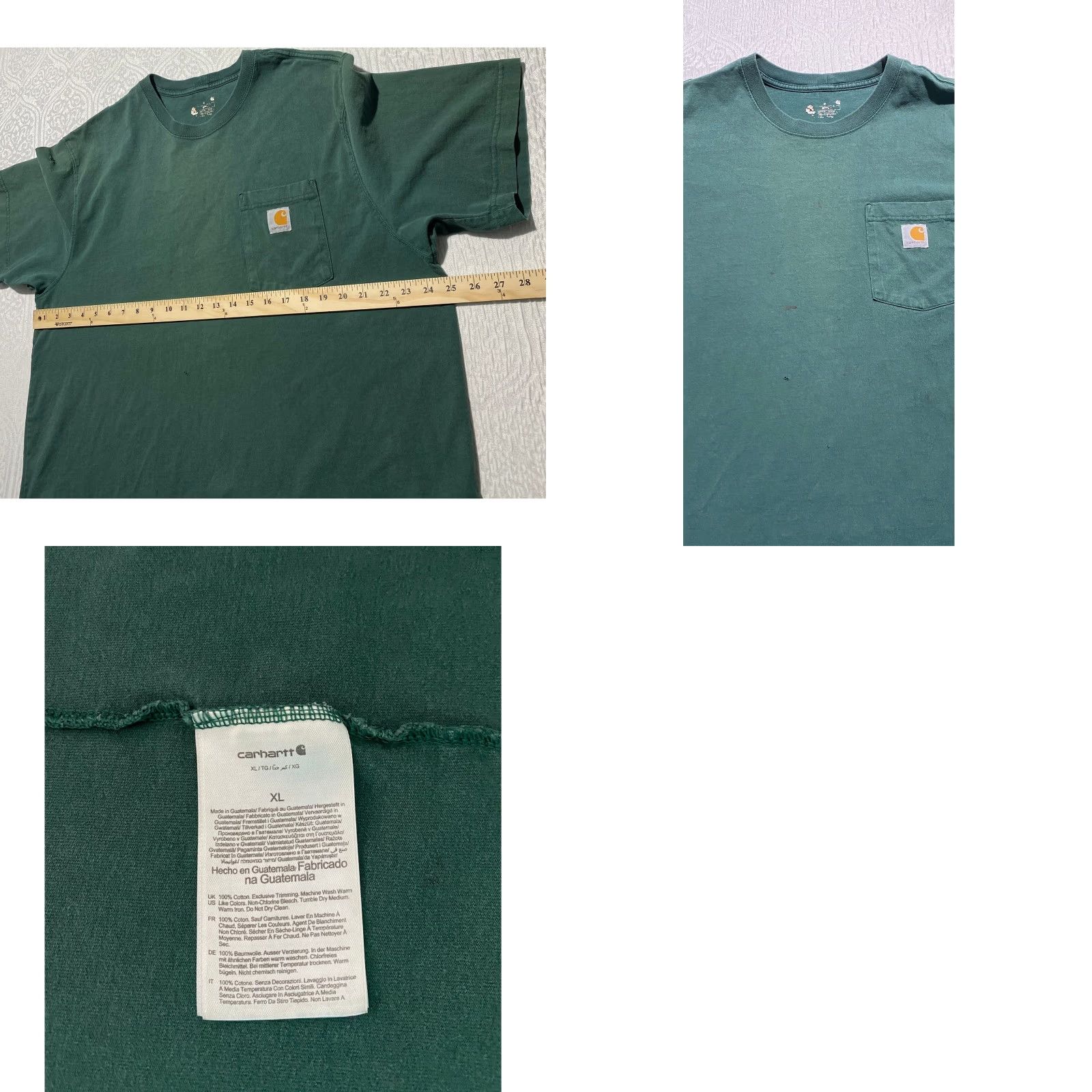 Carhartt VINTAGE Carhartt K87 Pocket T-Shirt Hunter Green Distressed Heavyweight Cotton Mens XL Boys? Size US XL / EU 56 / 4 - 8 Thumbnail