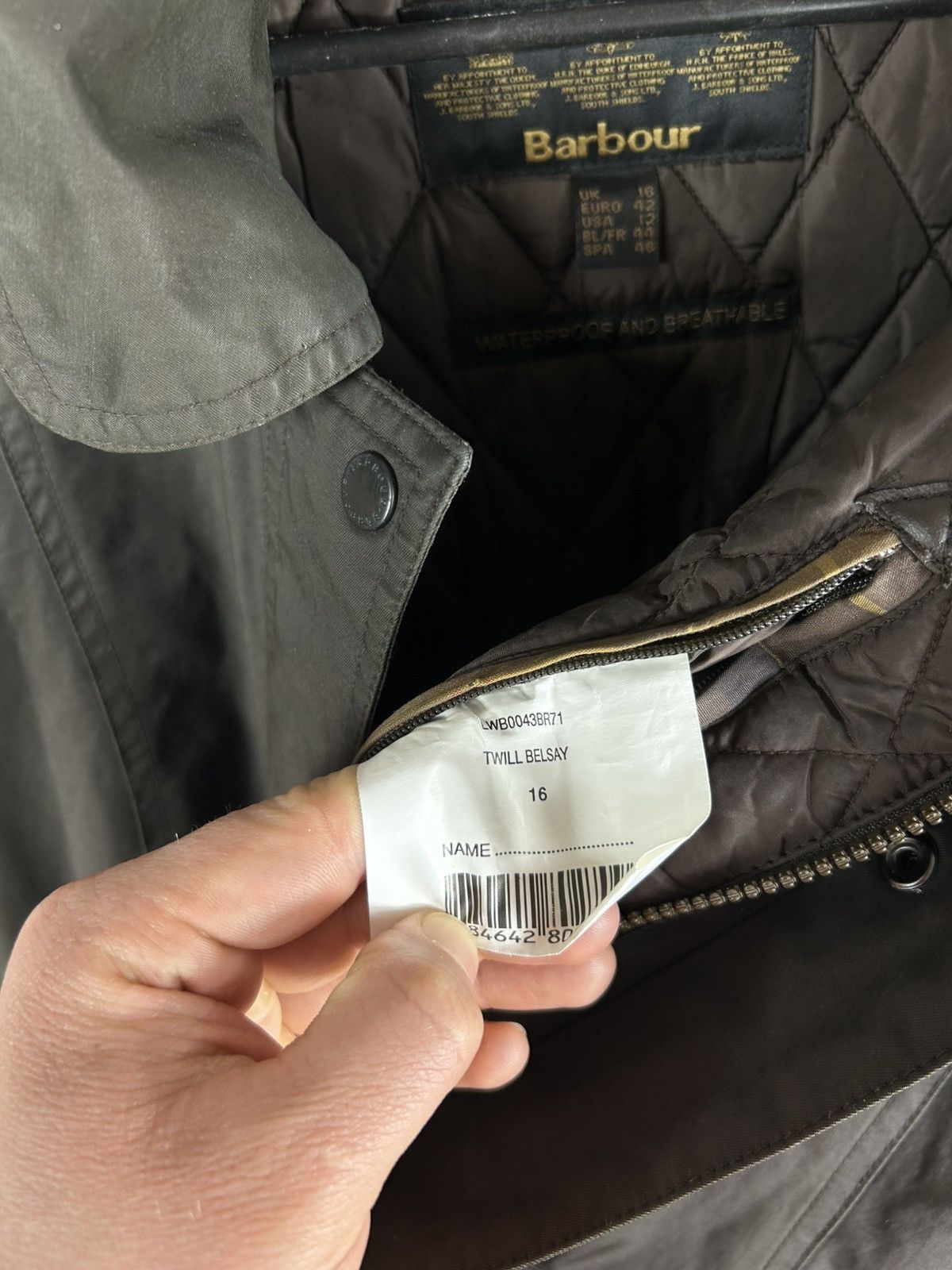 Barbour Barbour Twill Belsay Women’s Brown Waterproof Long Jacket Size XL / US 12-14 / IT 48-50 - 21 Thumbnail