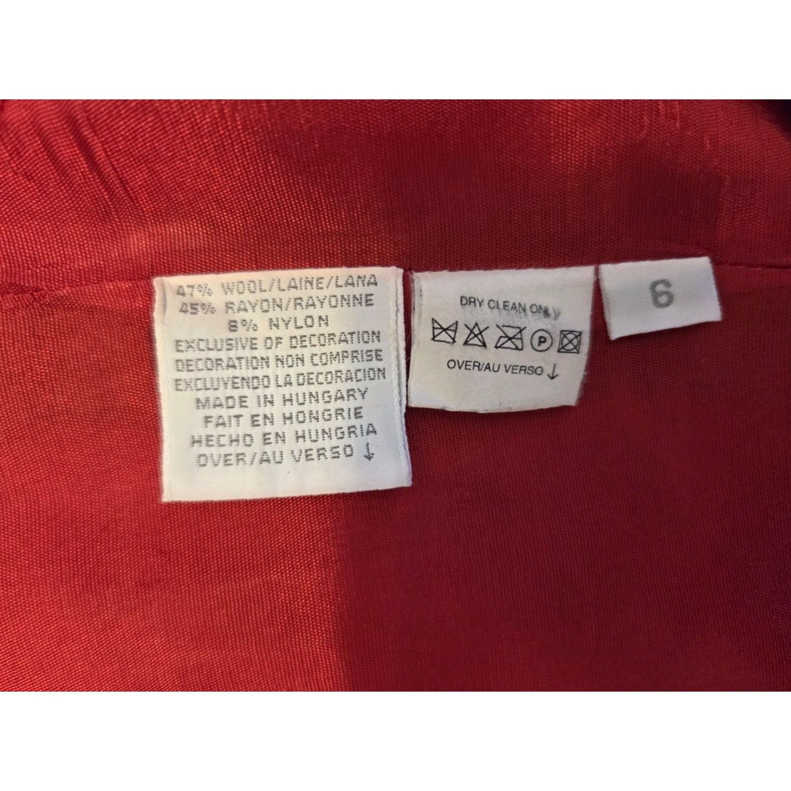 Liz Claiborne VINTAGE Liz Claiborne Blazer Wool Blend Red Plaid Five-Button Front Jacket 6 Womens Size M / US 6-8 / IT 42-44 - 7 Thumbnail