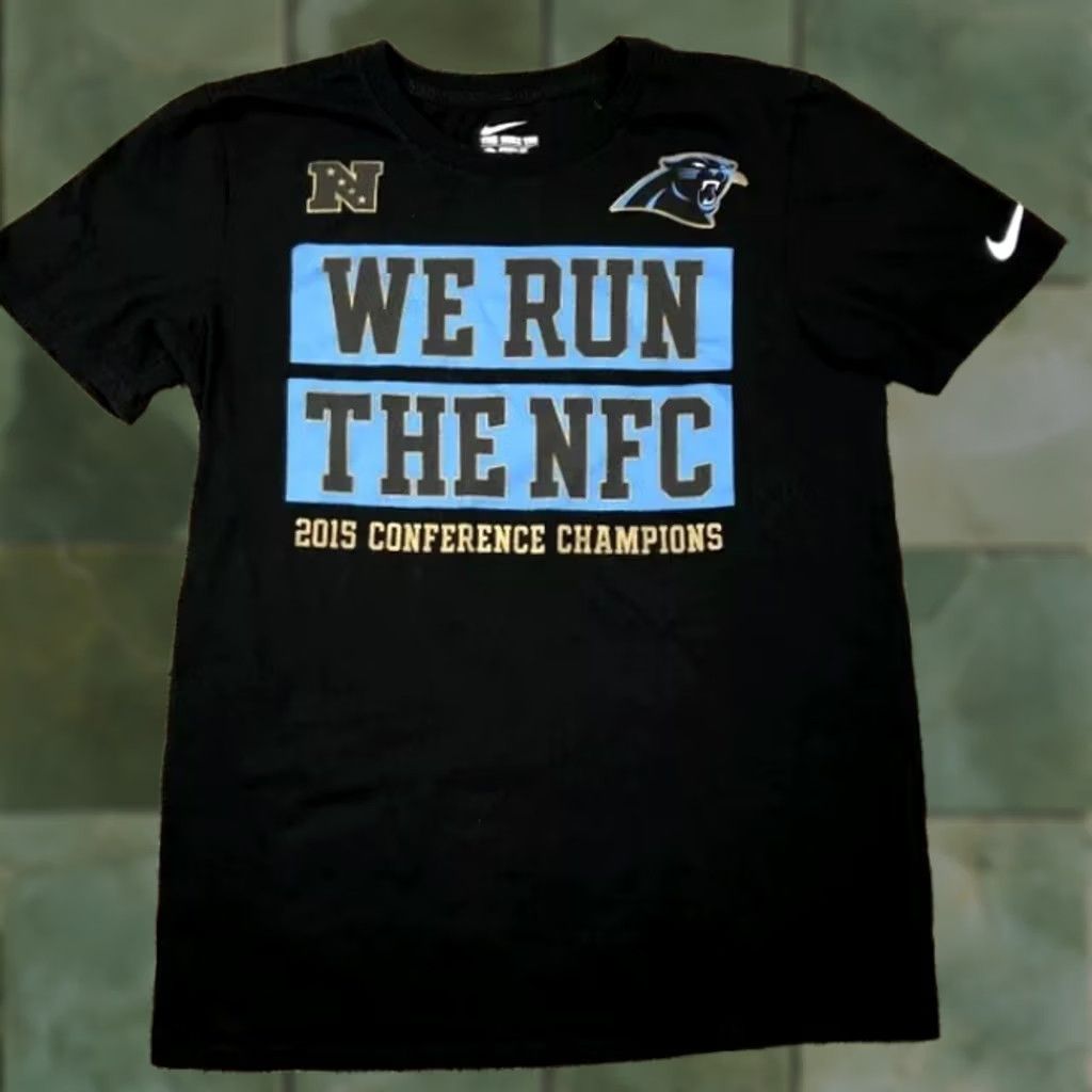 Nike Nike Carolina Panthers Black Tee Shirt Small 2015 Conference Champions NFL Mens T-Shirt Graphic Tee Logo Size US S / EU 44-46 / 1 - 1 Thumbnail