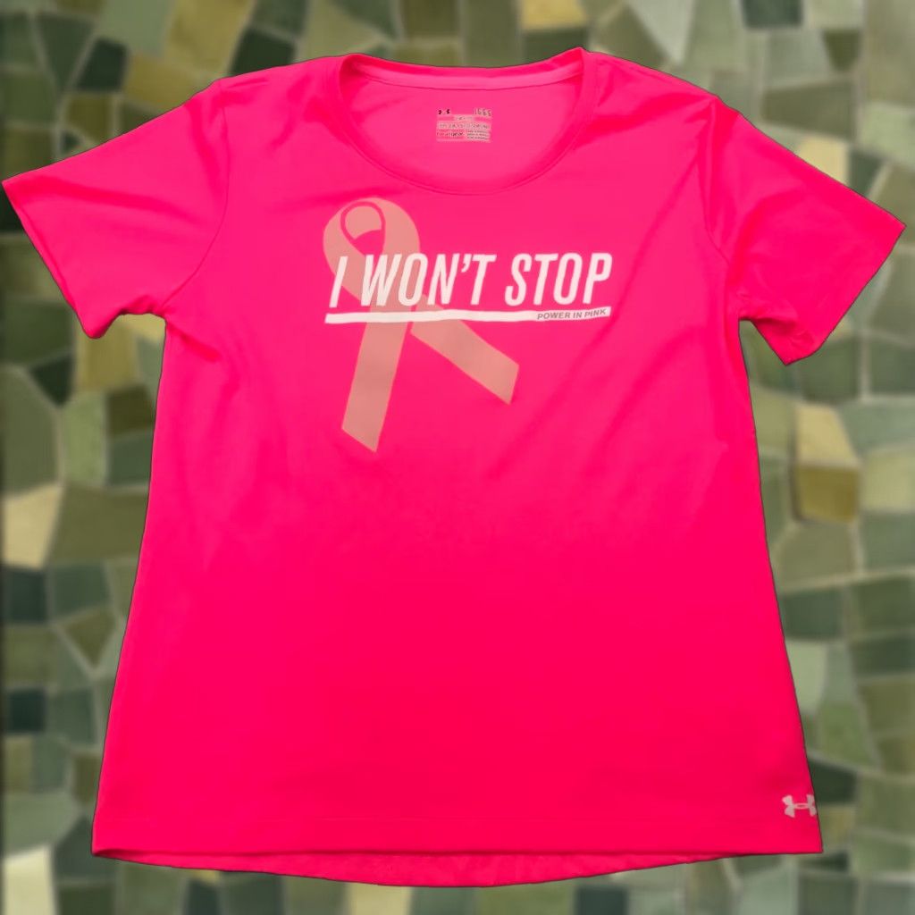 Under Armour Under Armour Womens HeatGear Shirt Top L Pink Breast Cancer Awareness Size L / US 10 / IT 46 - 1 Thumbnail